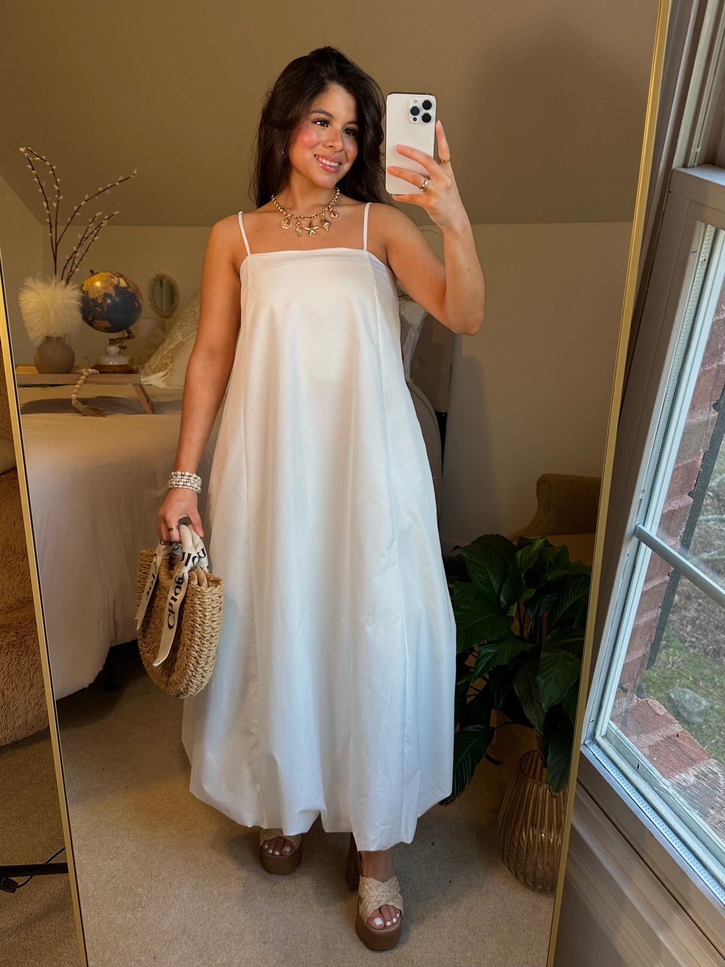 White Bubble Maxi Dress