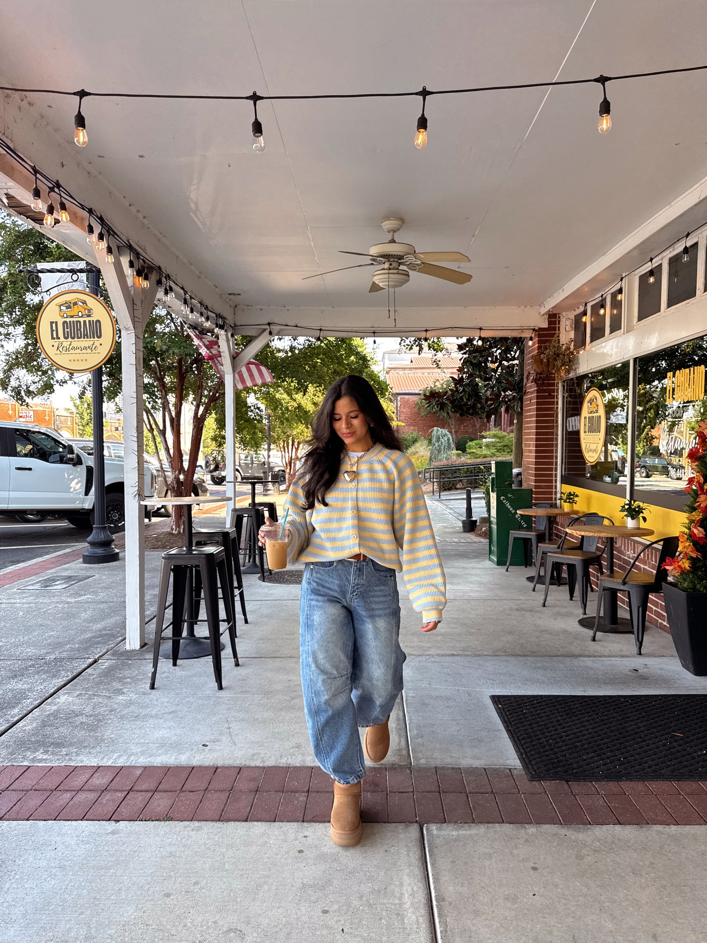 Butter Blue Striped Button Up Cardigan
