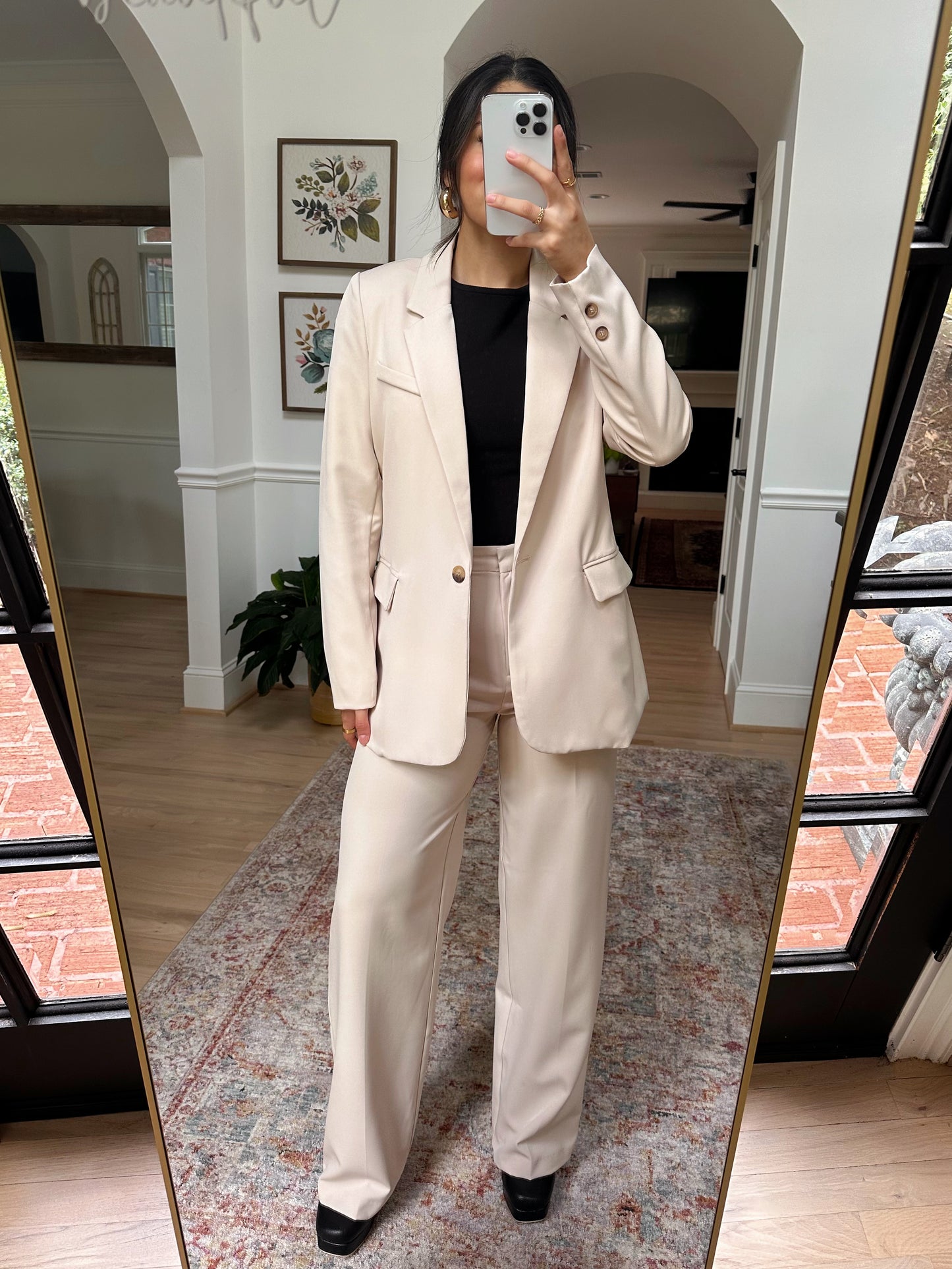 Cream Blazer & Trousers Set