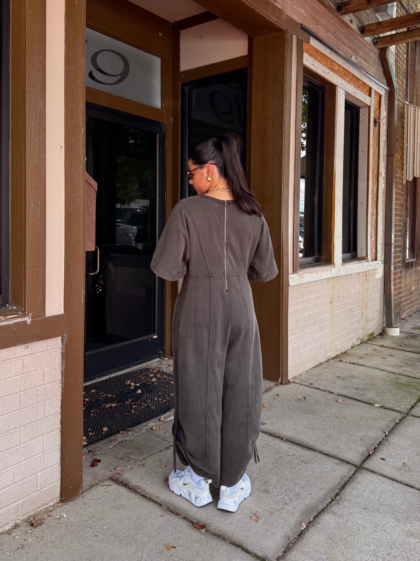 Coffee Run Charcoal Jumpsuit