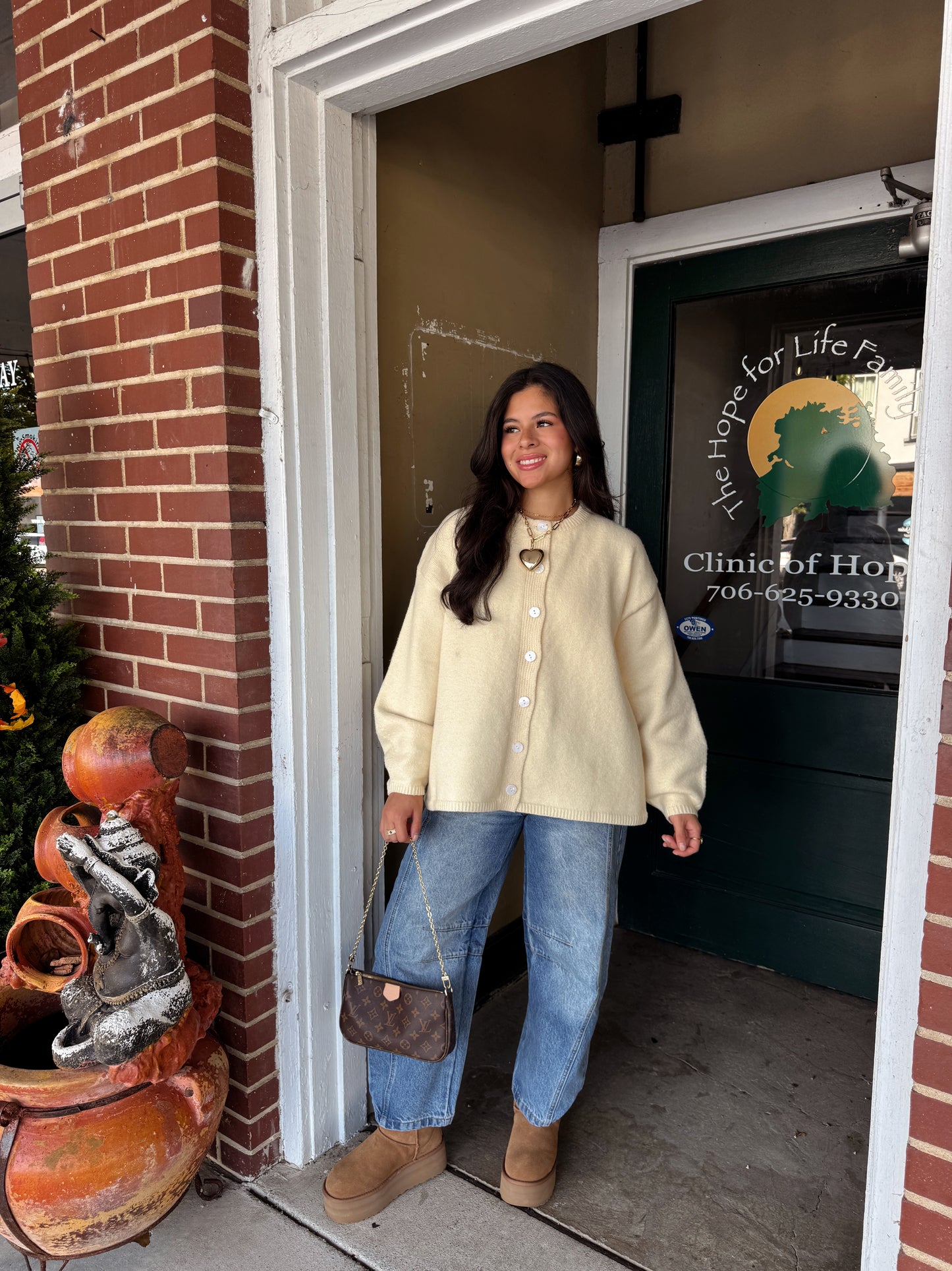 Butter Yellow Oversized Button Up Cardigan