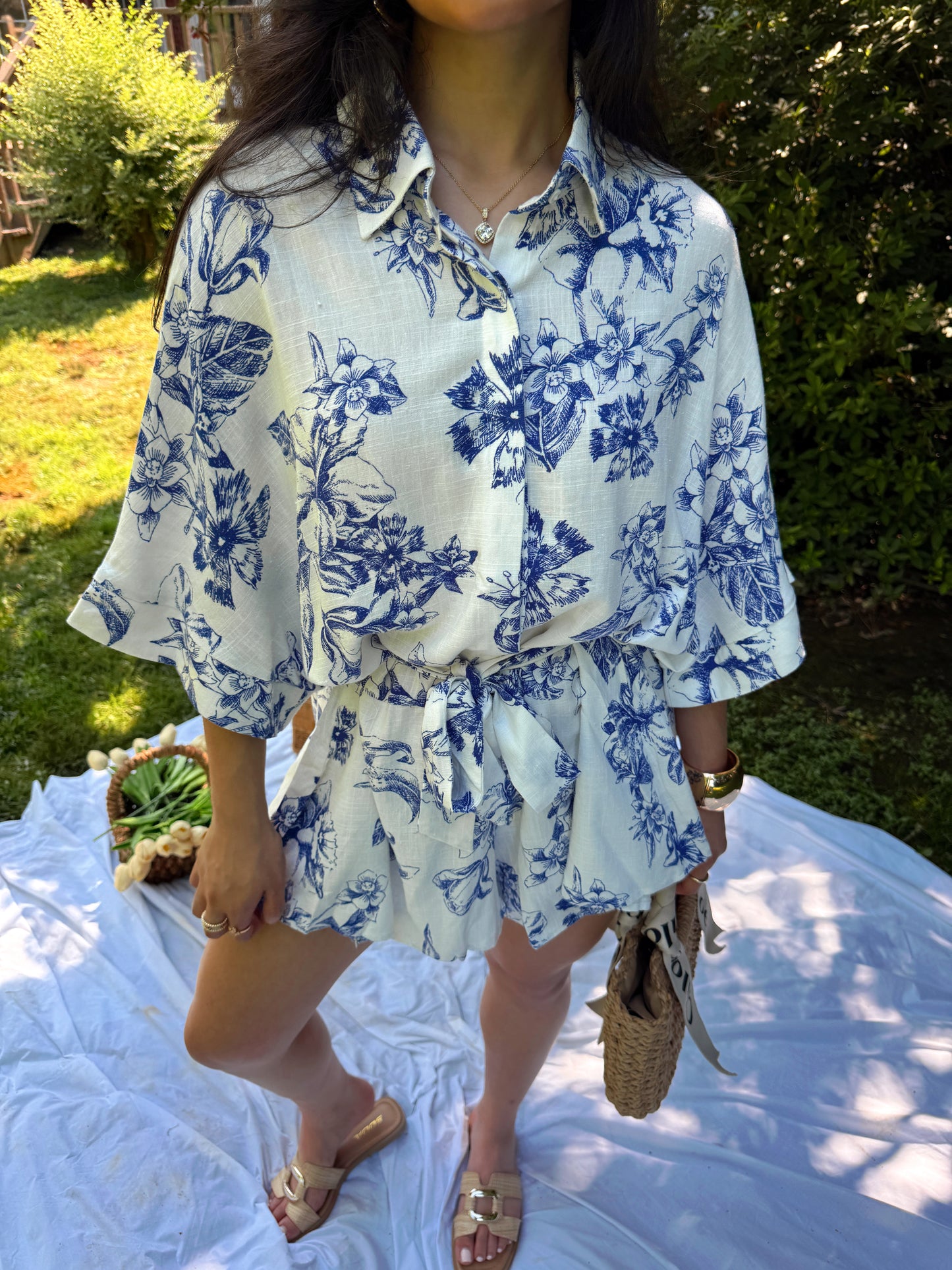 Blue Garden Romper