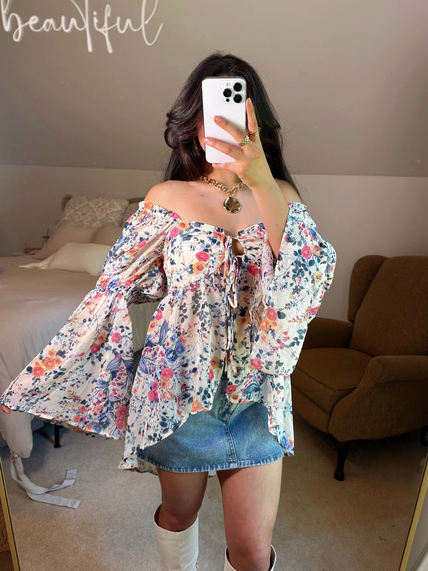 Spring Floral Flowy Open Front Top
