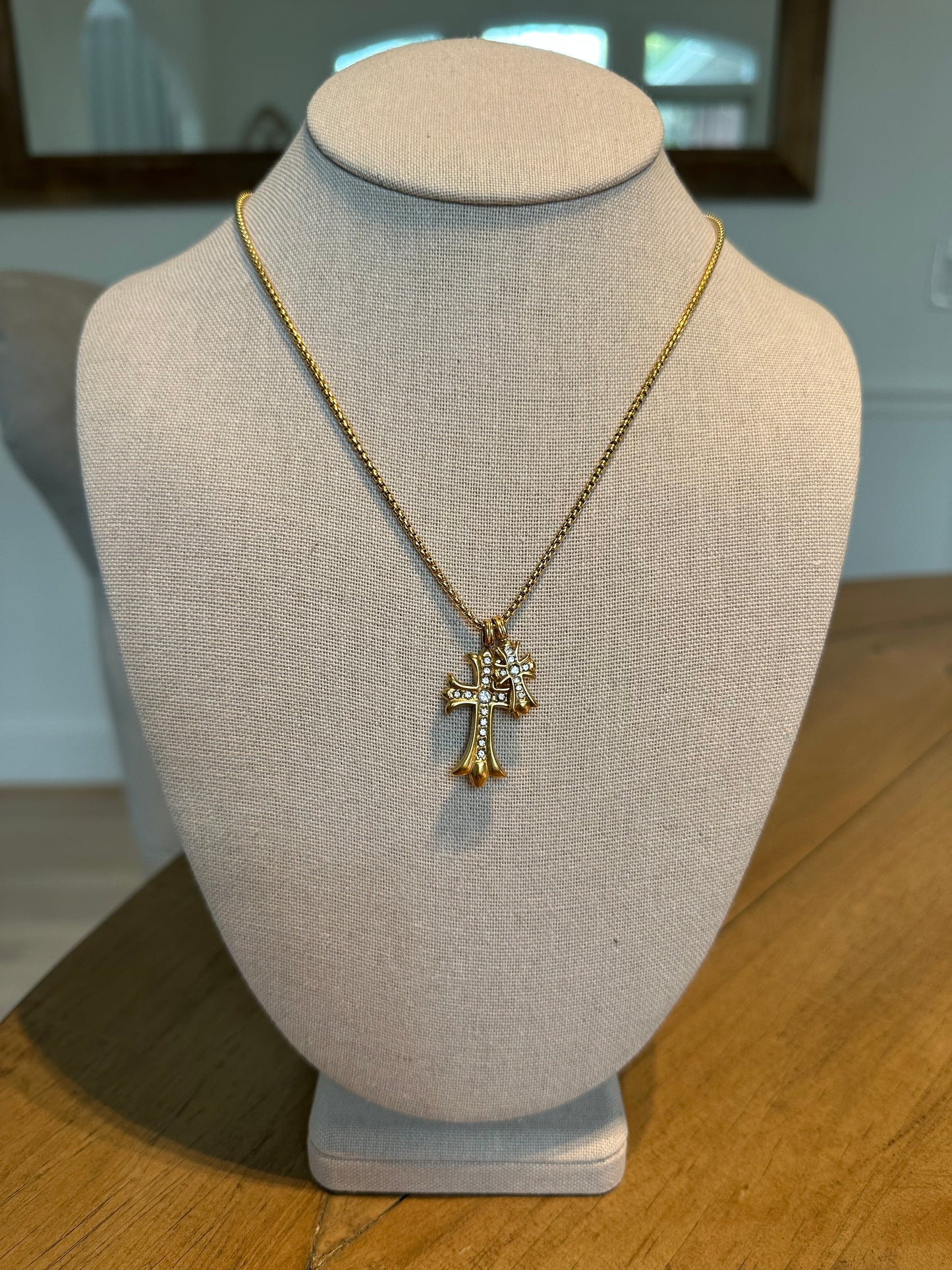 Big & Little Cross Necklace (Water Resistant)
