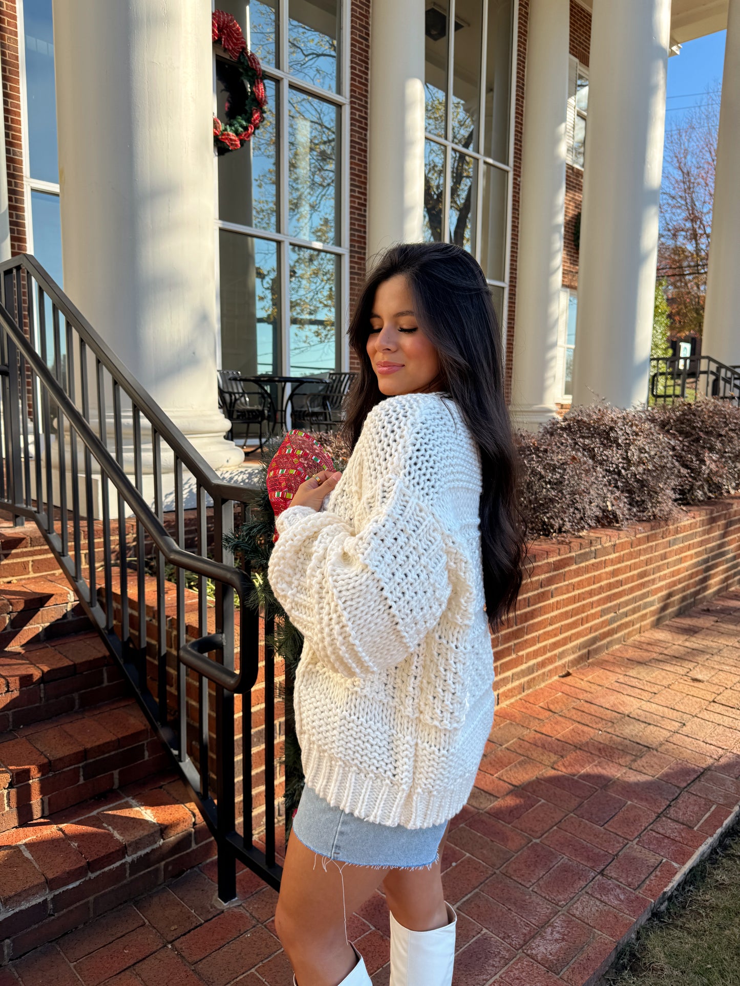 Beige Chunky Knit Cardigan
