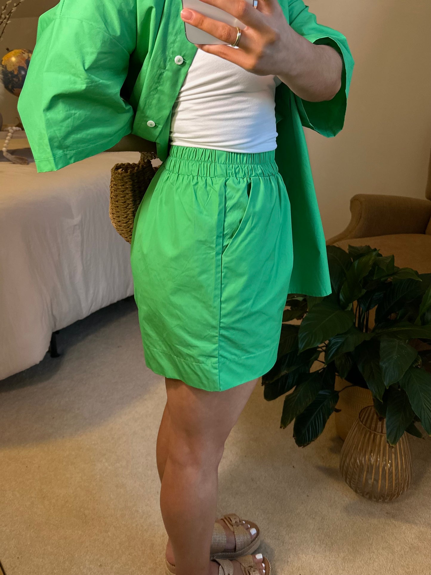 Kelly Green Button Up & Short Set