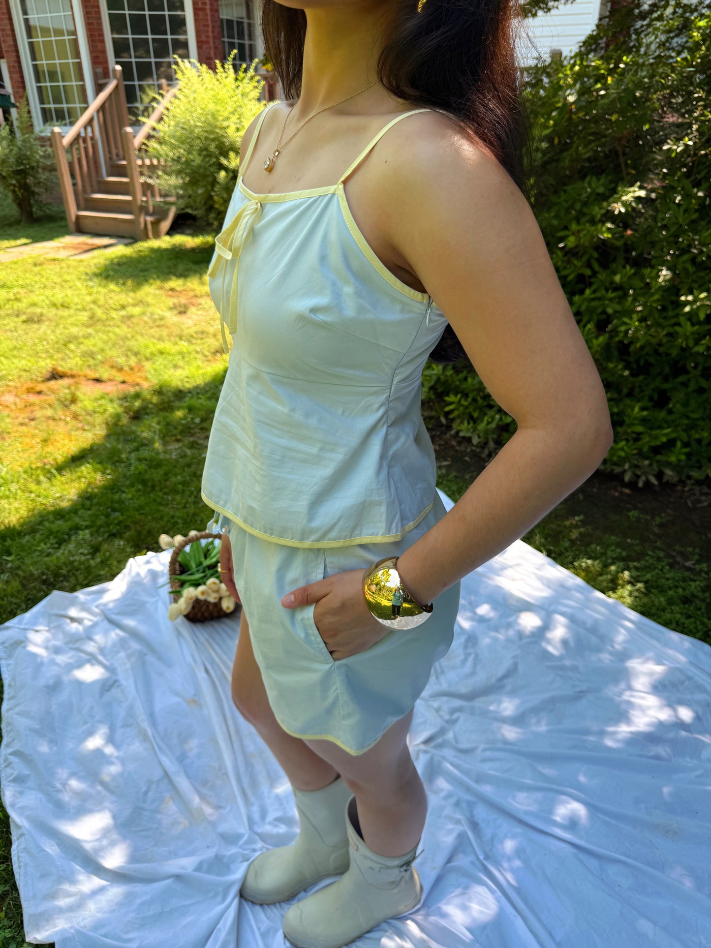 Pastel Blue & Yellow Top and Short Set
