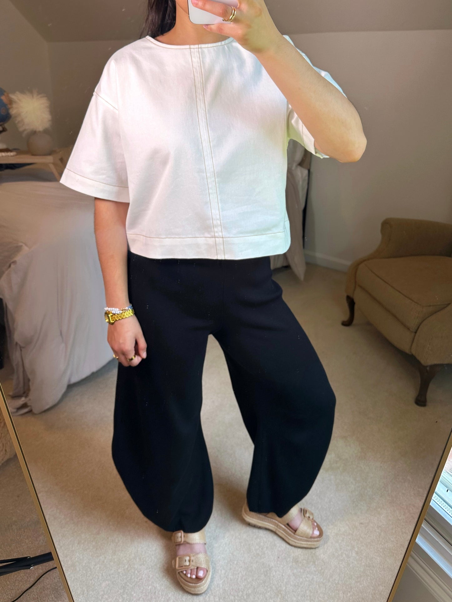 Black Knit Baggy Barrel Pants