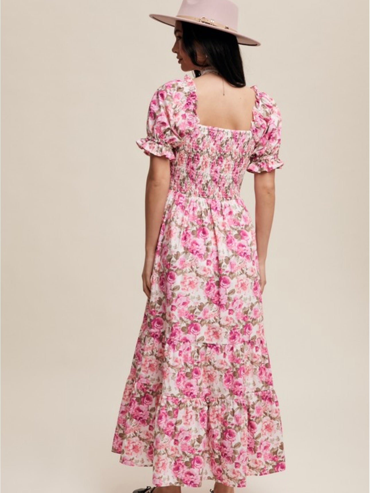 Pink Florals Sweetheart Maxi Dress