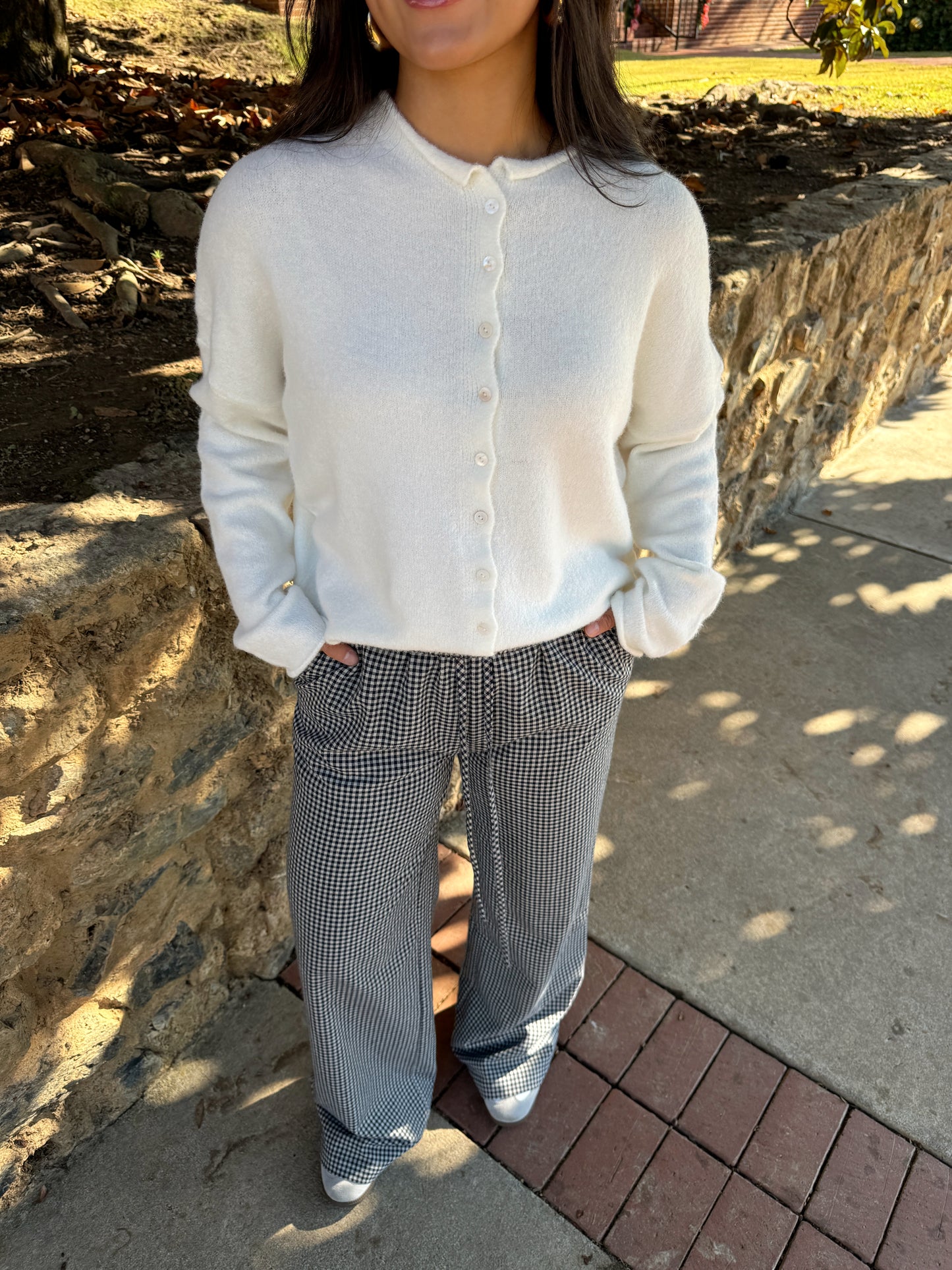 Navy Gingham Boxer Pants