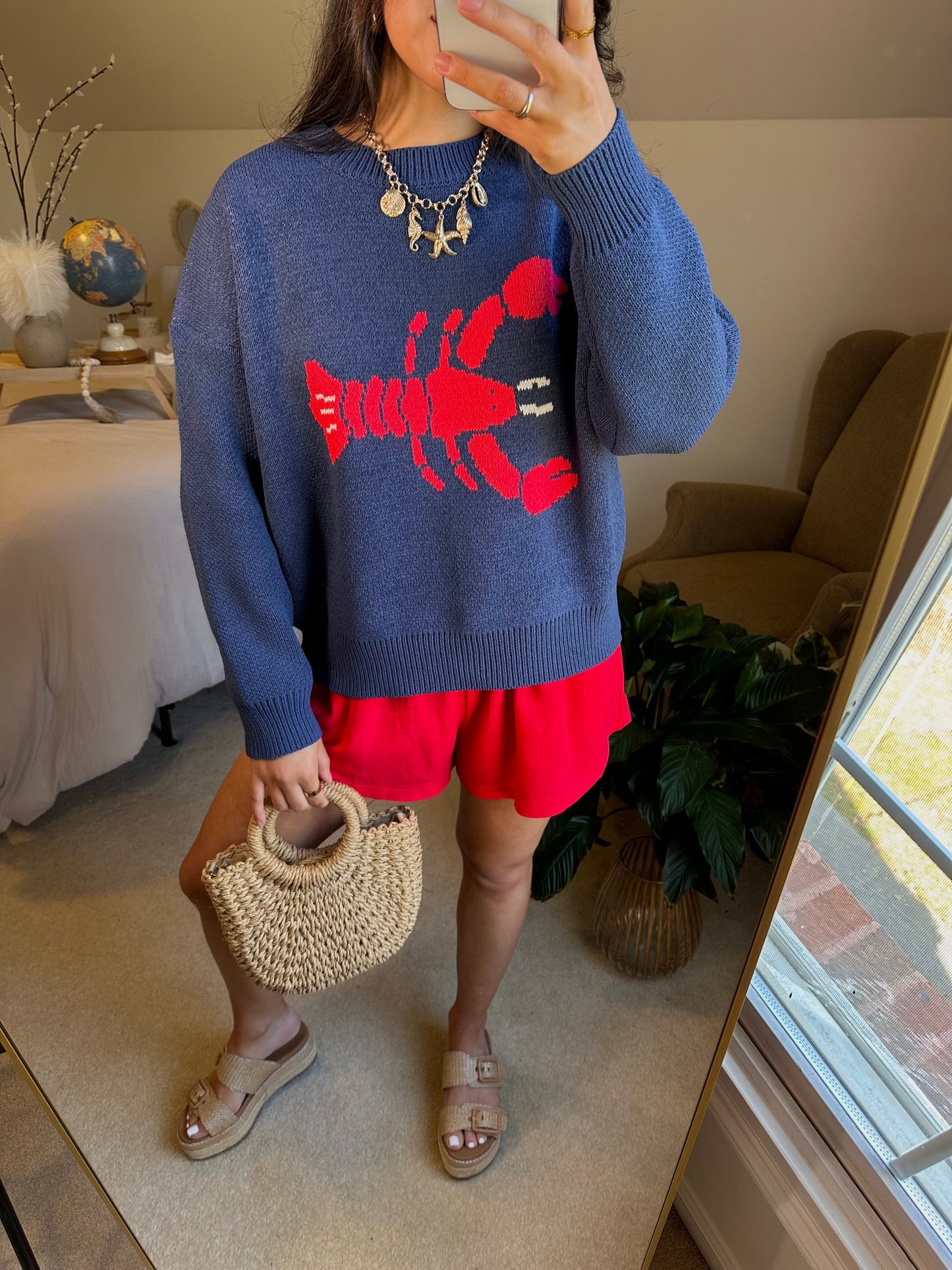 Navy Lobster Soft Knit Sweater