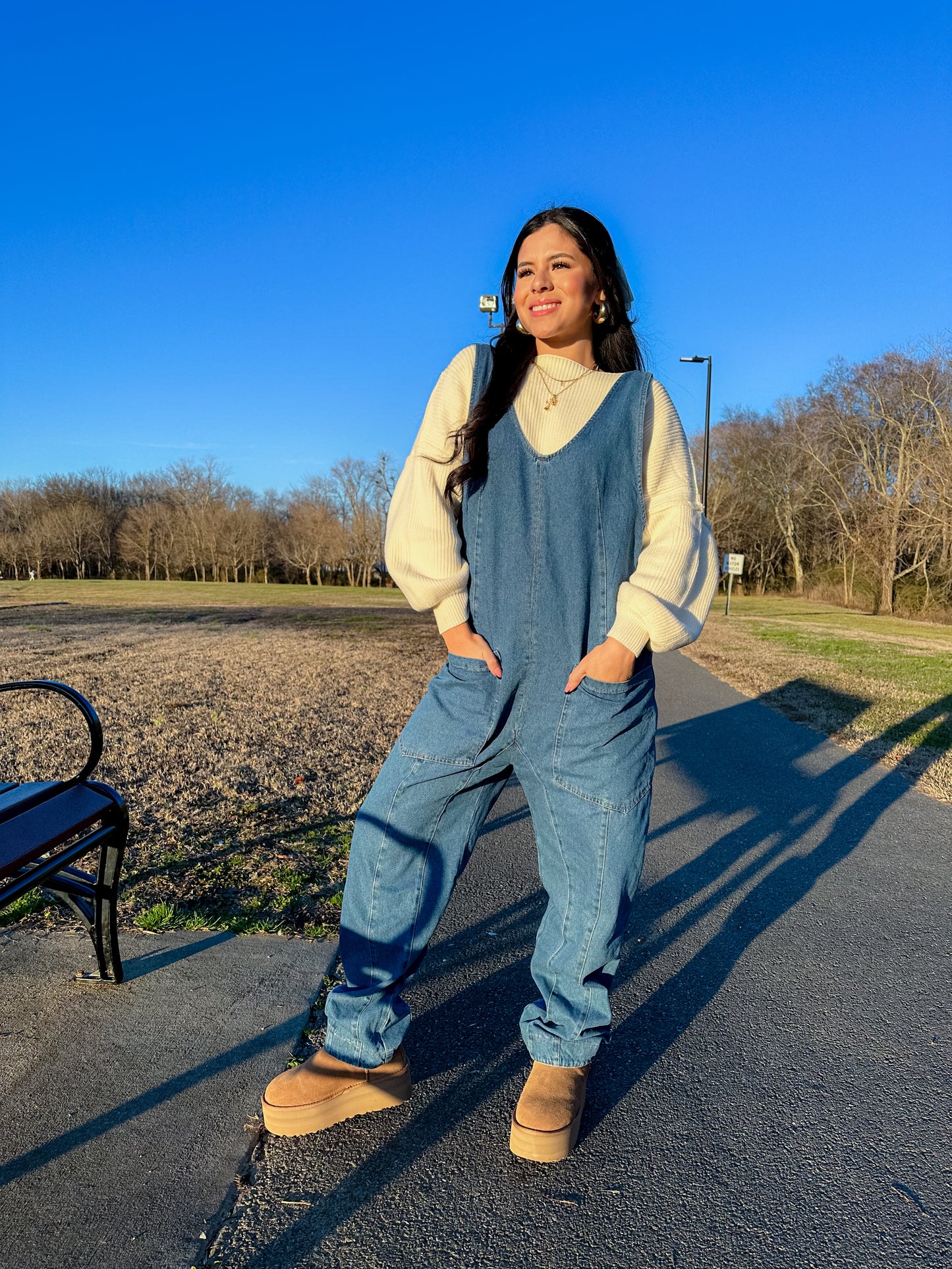 Free Girl Denim Jumpsuit (PLUS SIZE - 3XL LEFT)