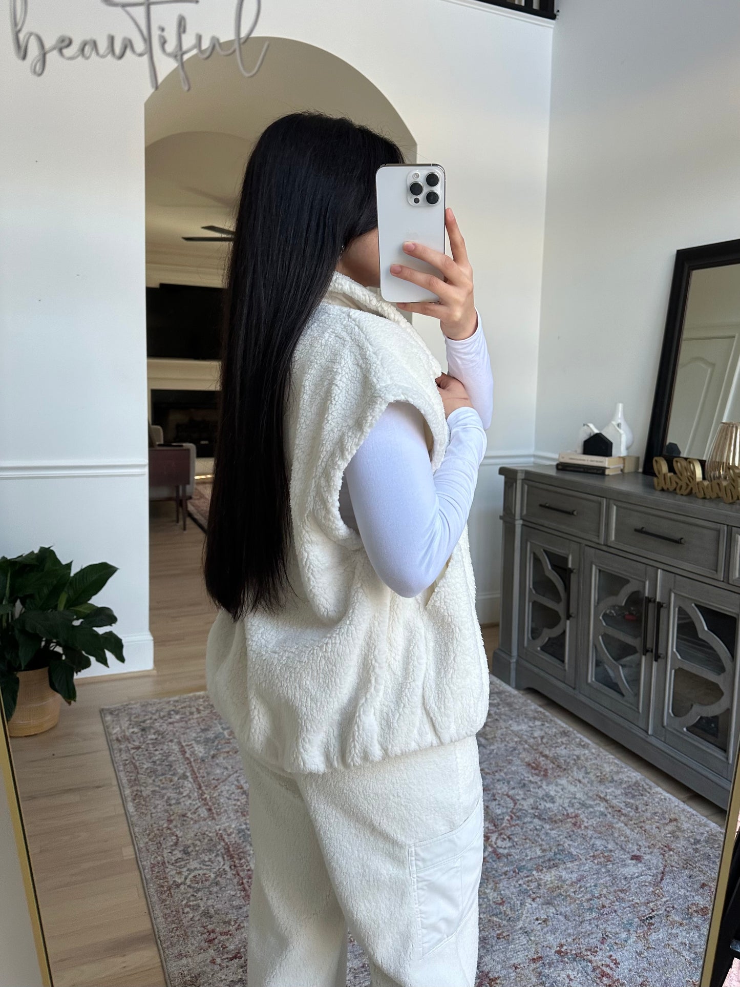 Ivory Oversized Sherpa Vest