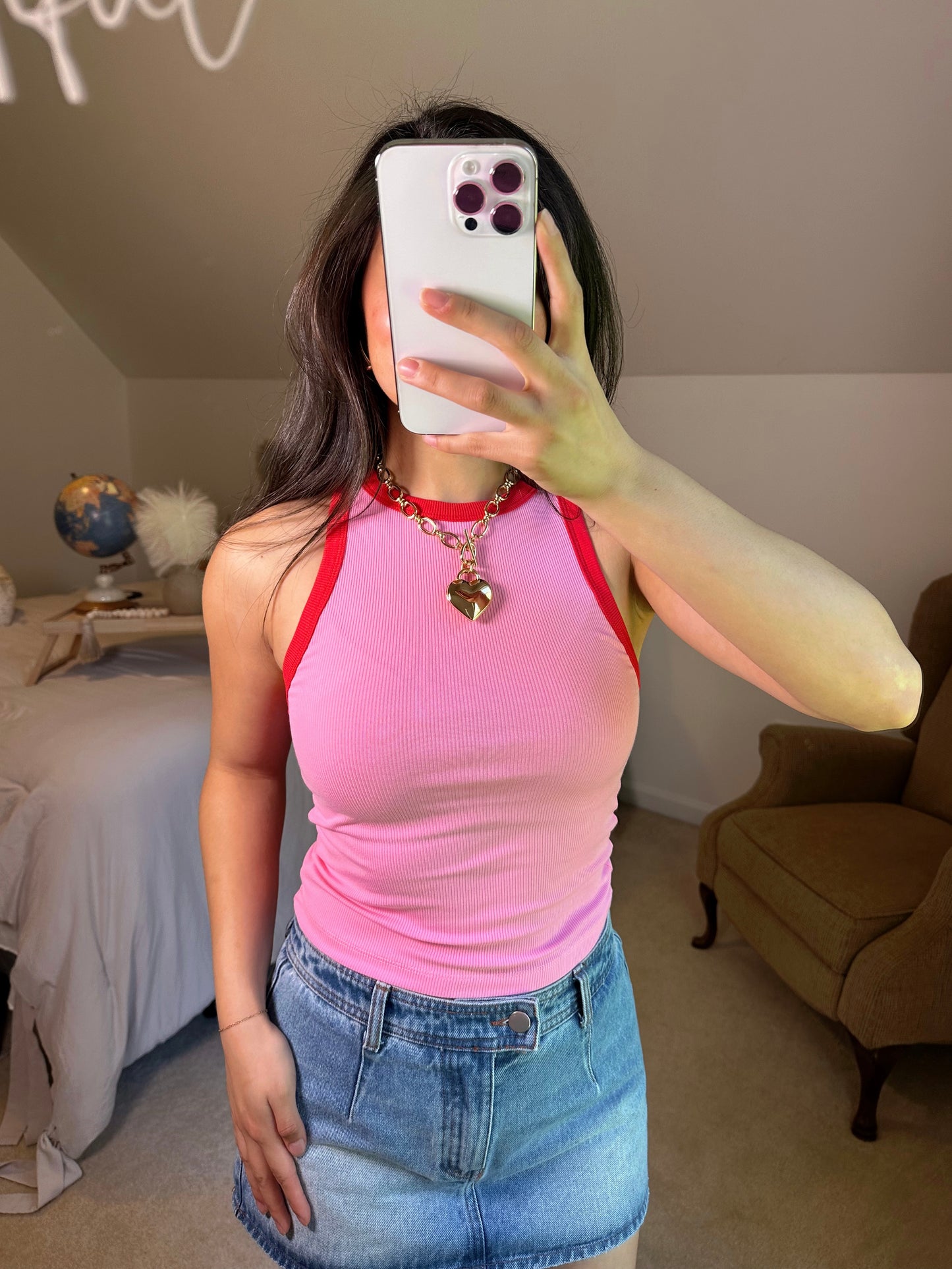 Cherry Cola Ribbed Contrast Tank