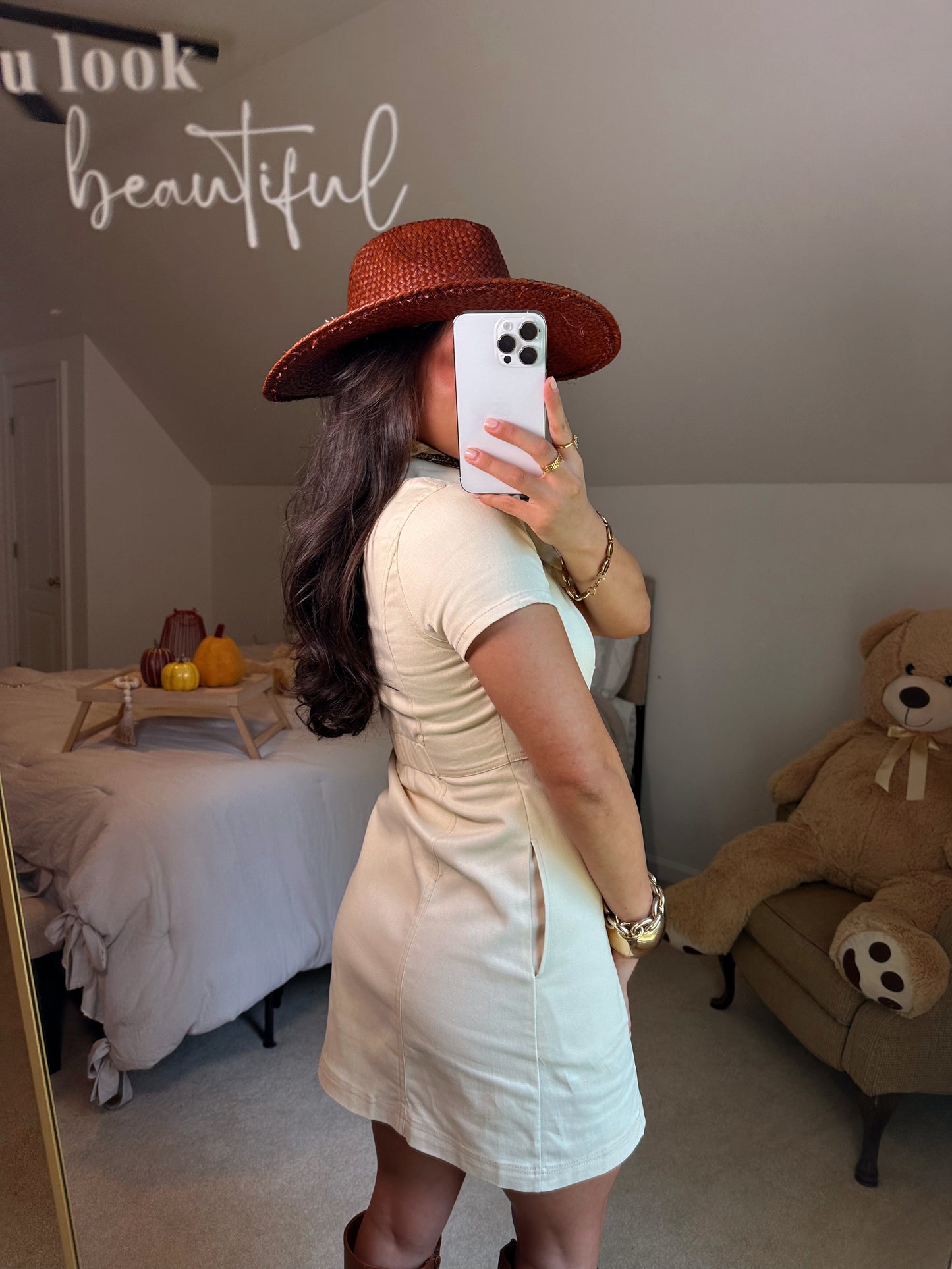 Oatmeal Button Up Shirt Dress