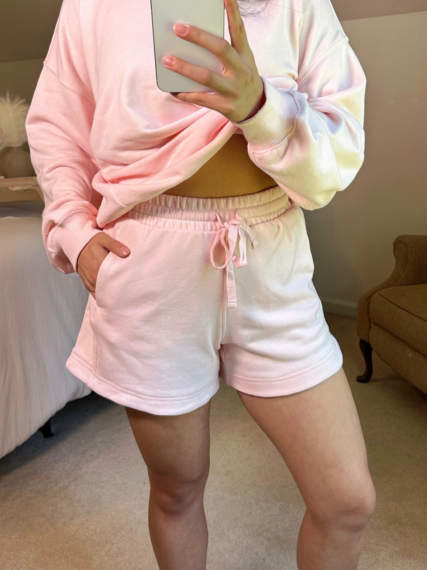 Seashell Pink Crewneck and Shorts Set