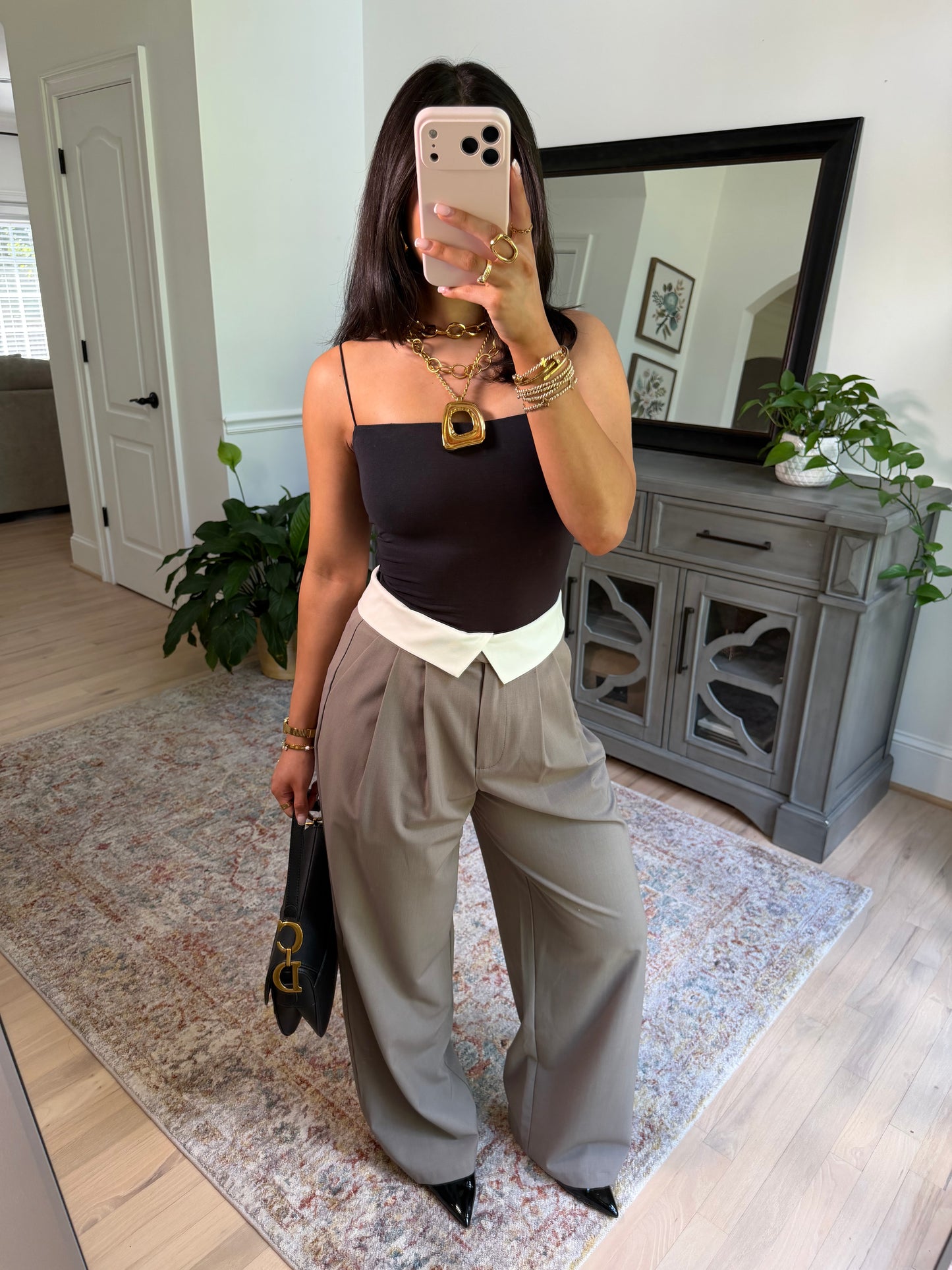 Mocha Fold-Over Trousers