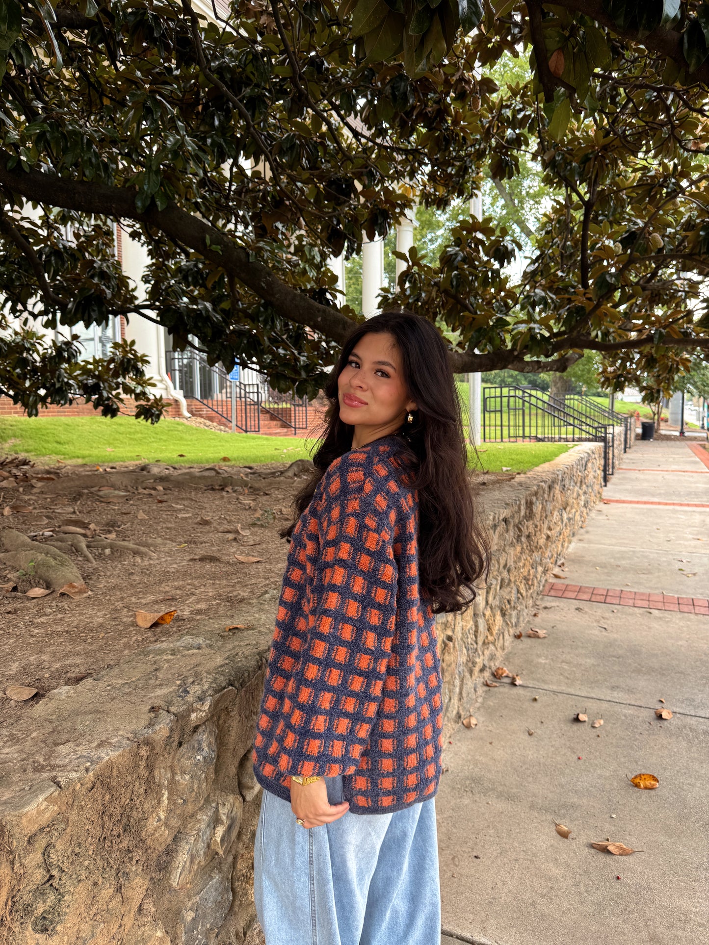 Bonfire Nights Orange & Navy Sweater