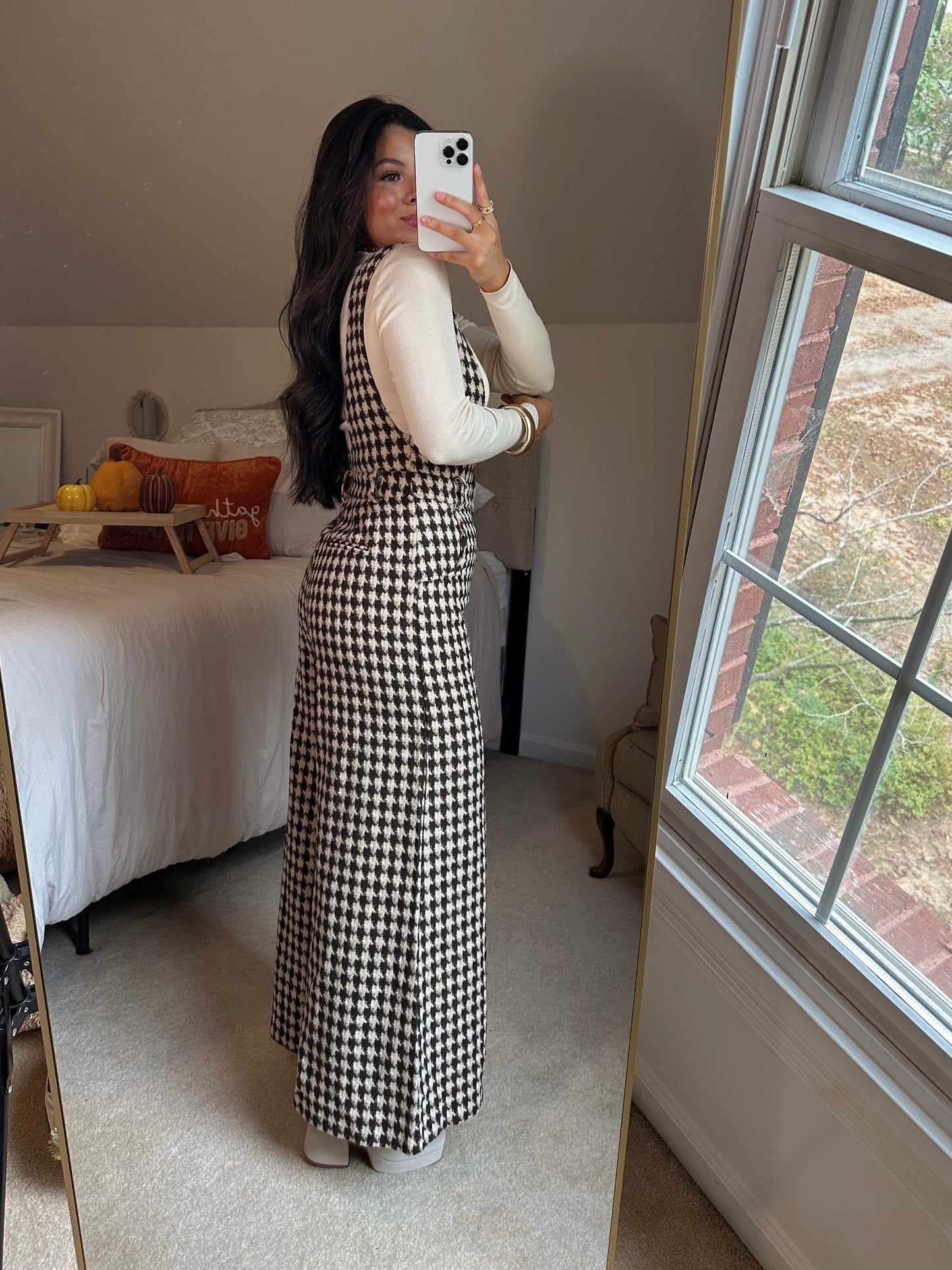 Brown Houndstooth Jumpsuit