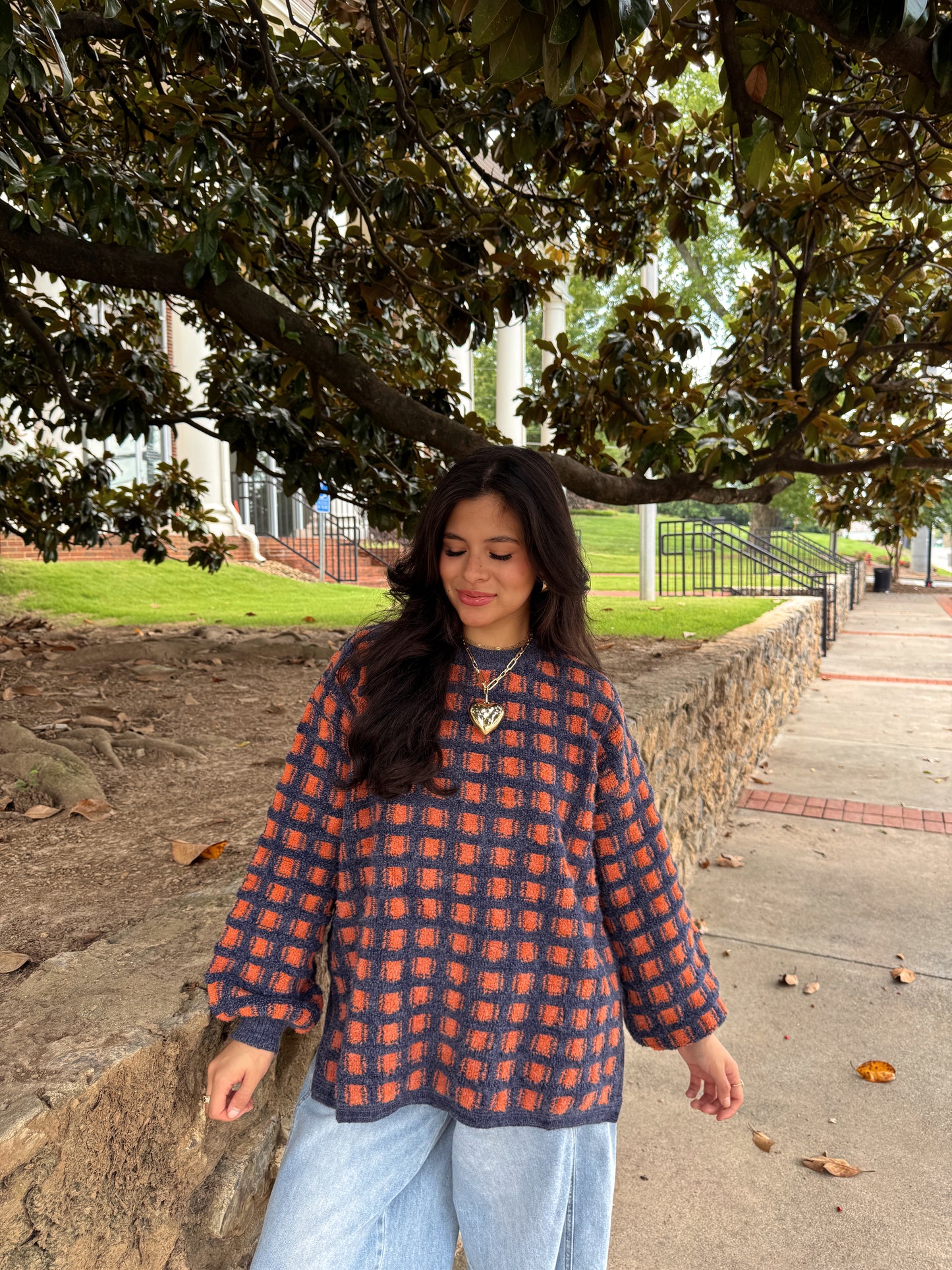 Bonfire Nights Orange & Navy Sweater