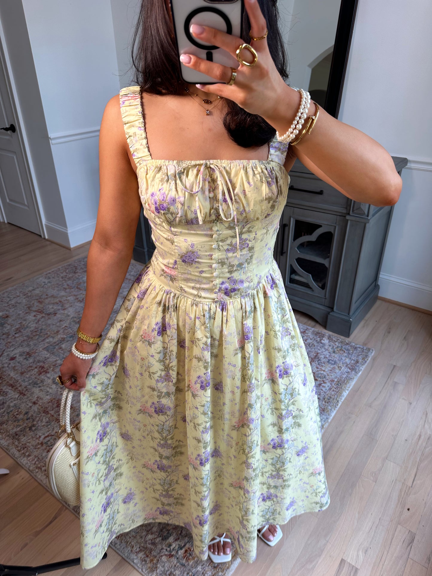 Spring Garden Bustier Midi Dress