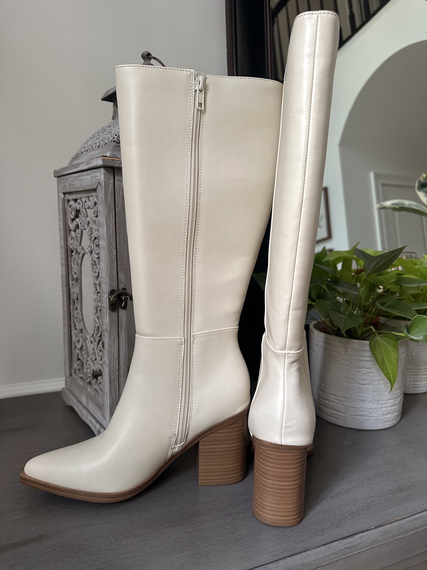 Off-White Pointed Toe Knee-High Boot