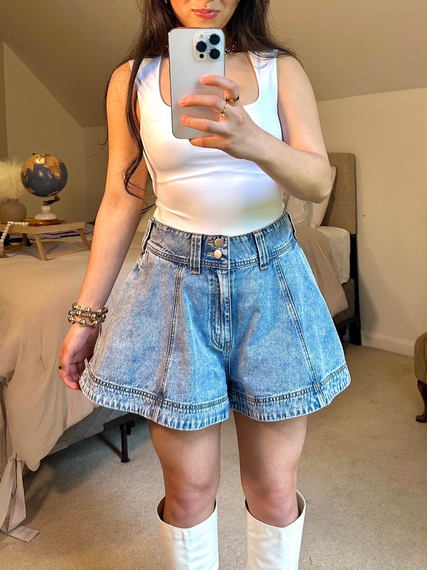 Flare Oversized Denim Shorts