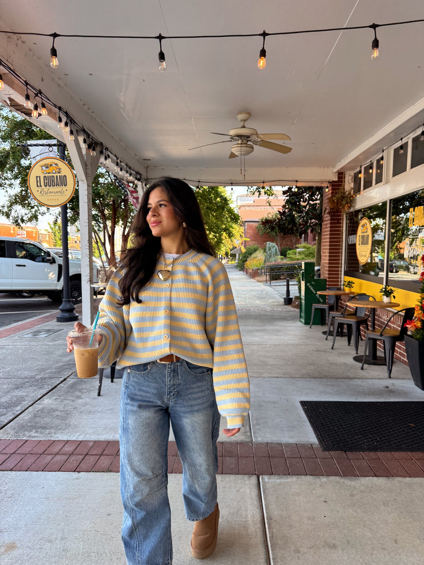 Butter Blue Striped Button Up Cardigan