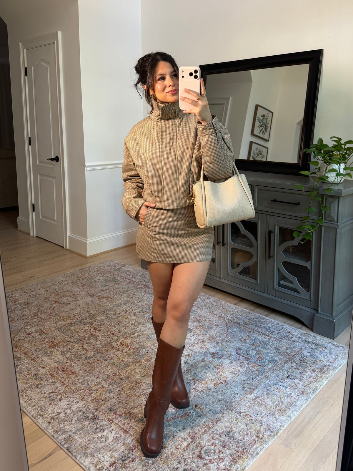Brooklyn Tan Plaid Skirt