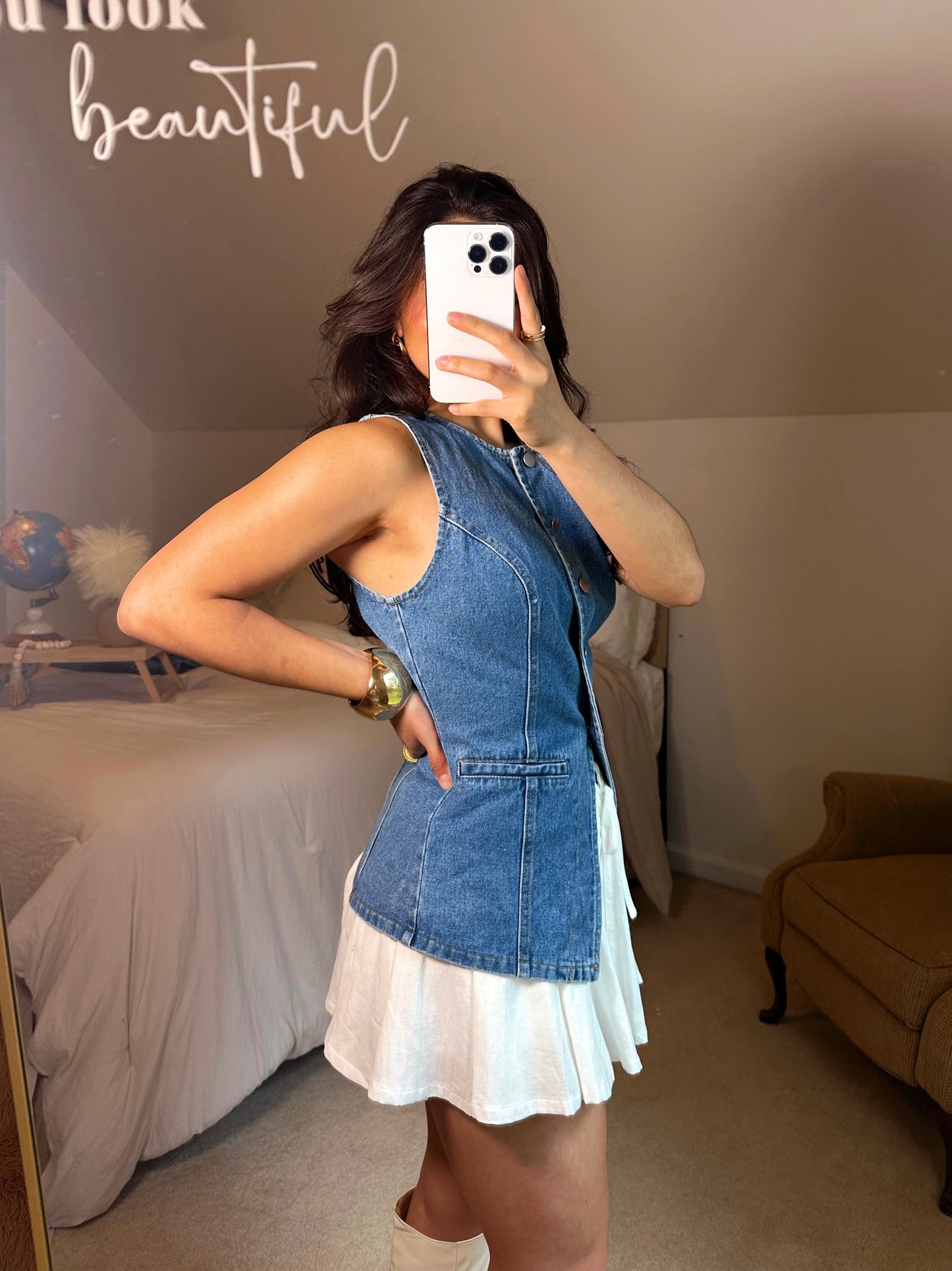 Classy Denim Button-Up Vest
