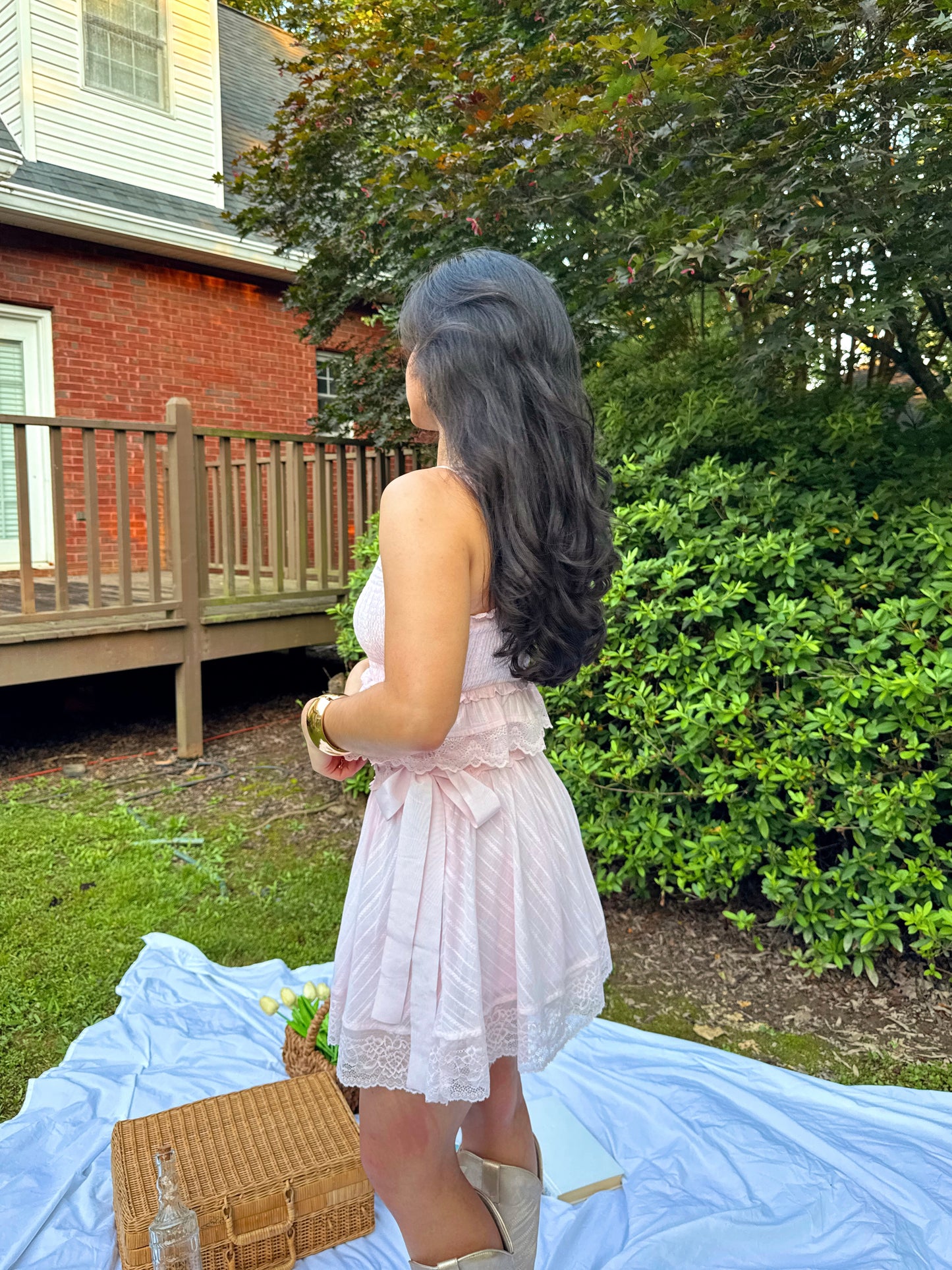 Baby Pink Lace Girly Top & Skirt Set