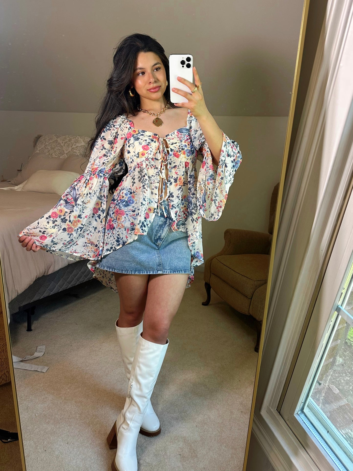 Spring Floral Flowy Open Front Top