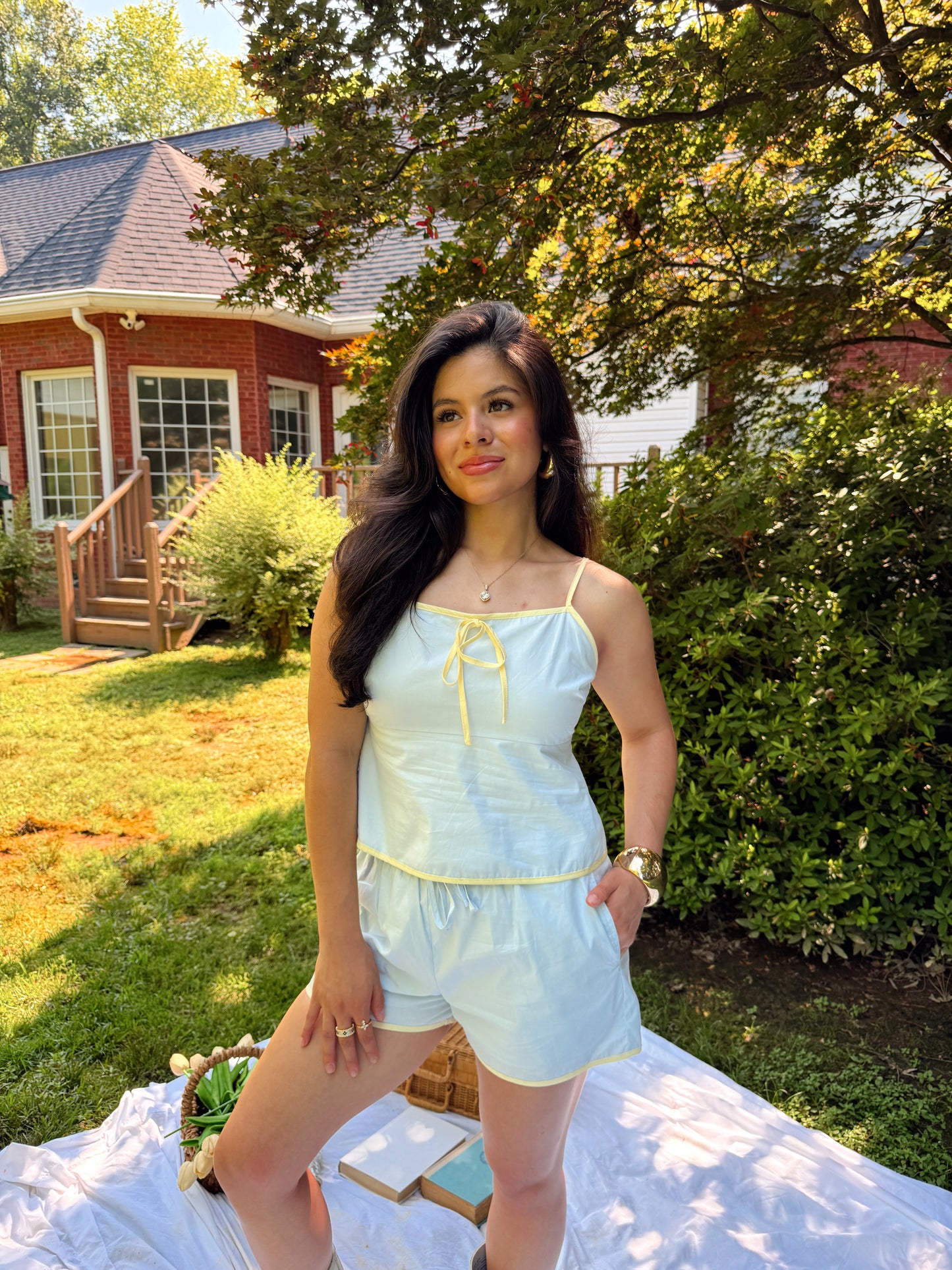 Pastel Blue & Yellow Top and Short Set