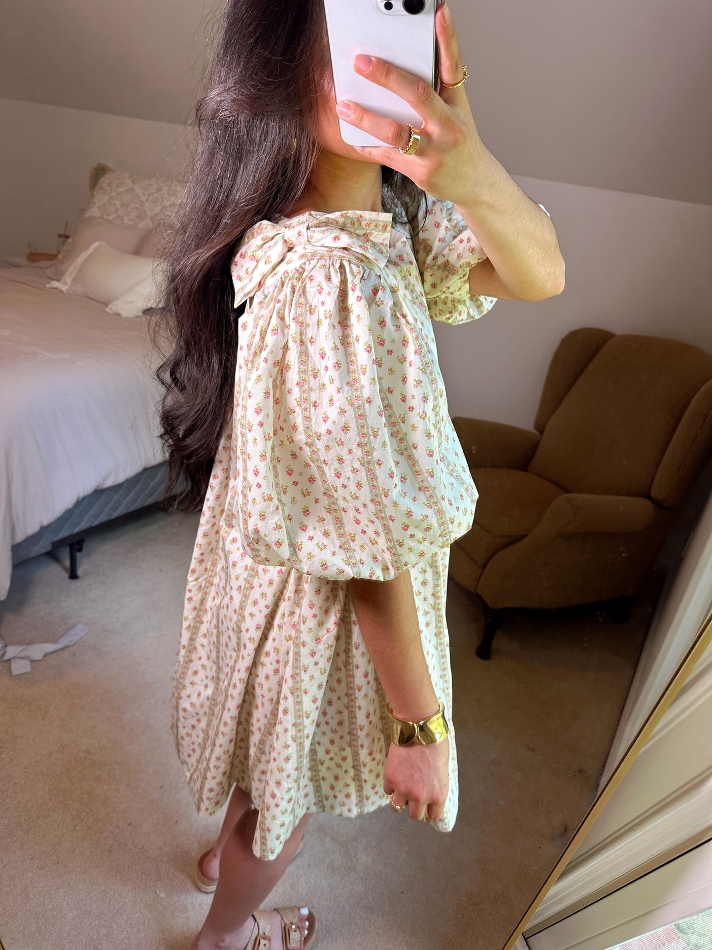 Ditsy Floral Bow Babydoll Dress
