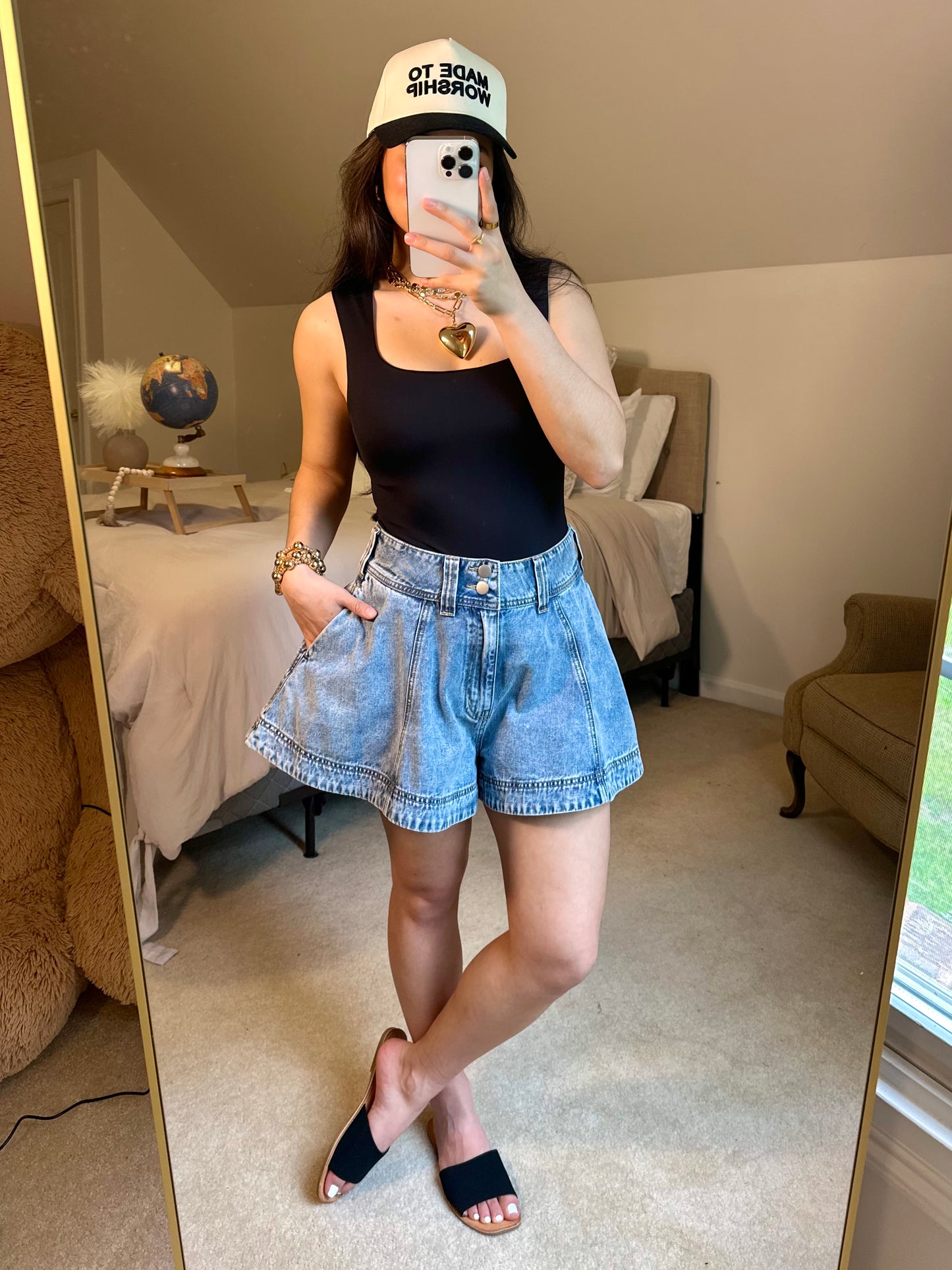 Flare Oversized Denim Shorts