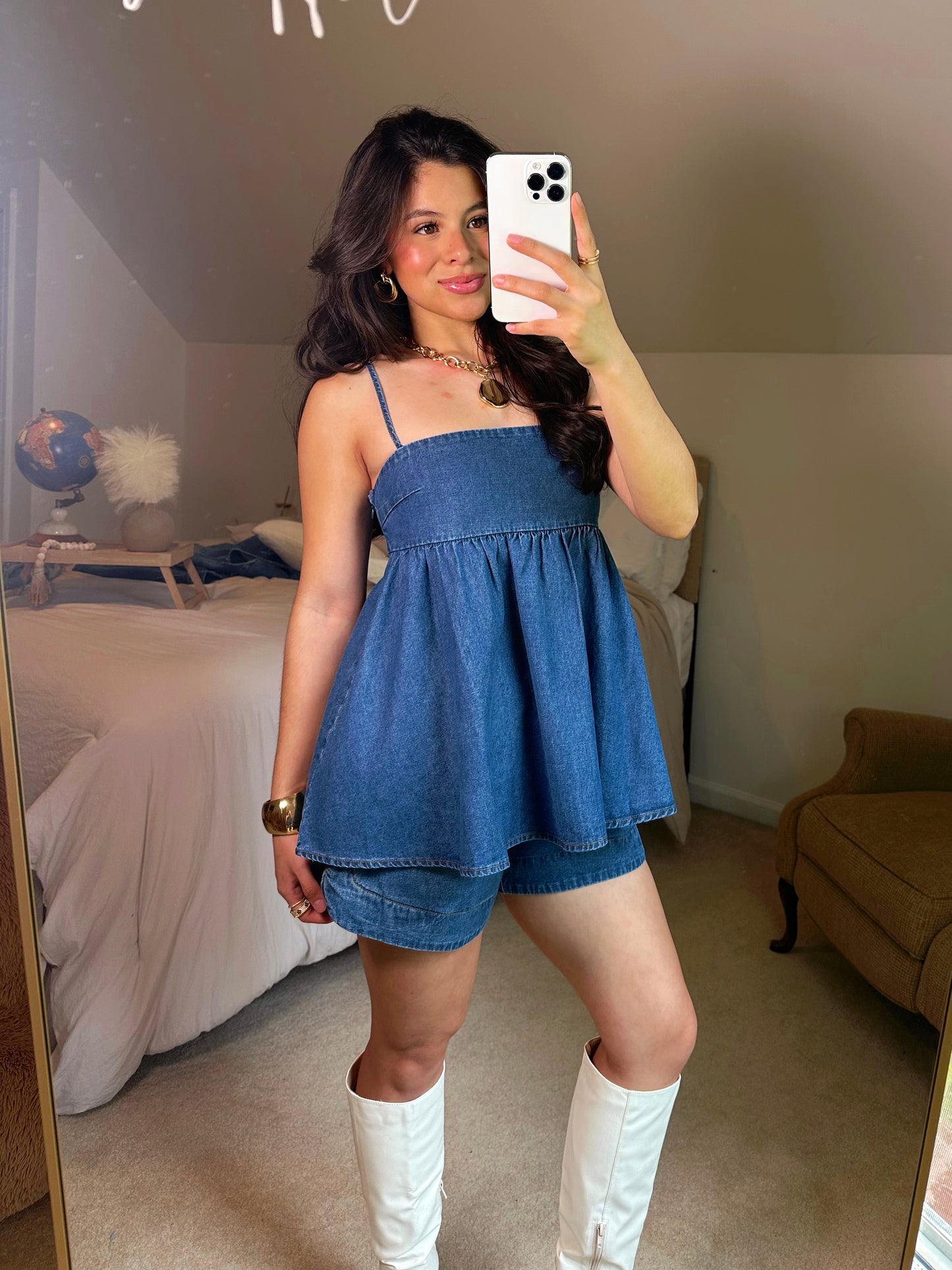 Denim Peplum Top