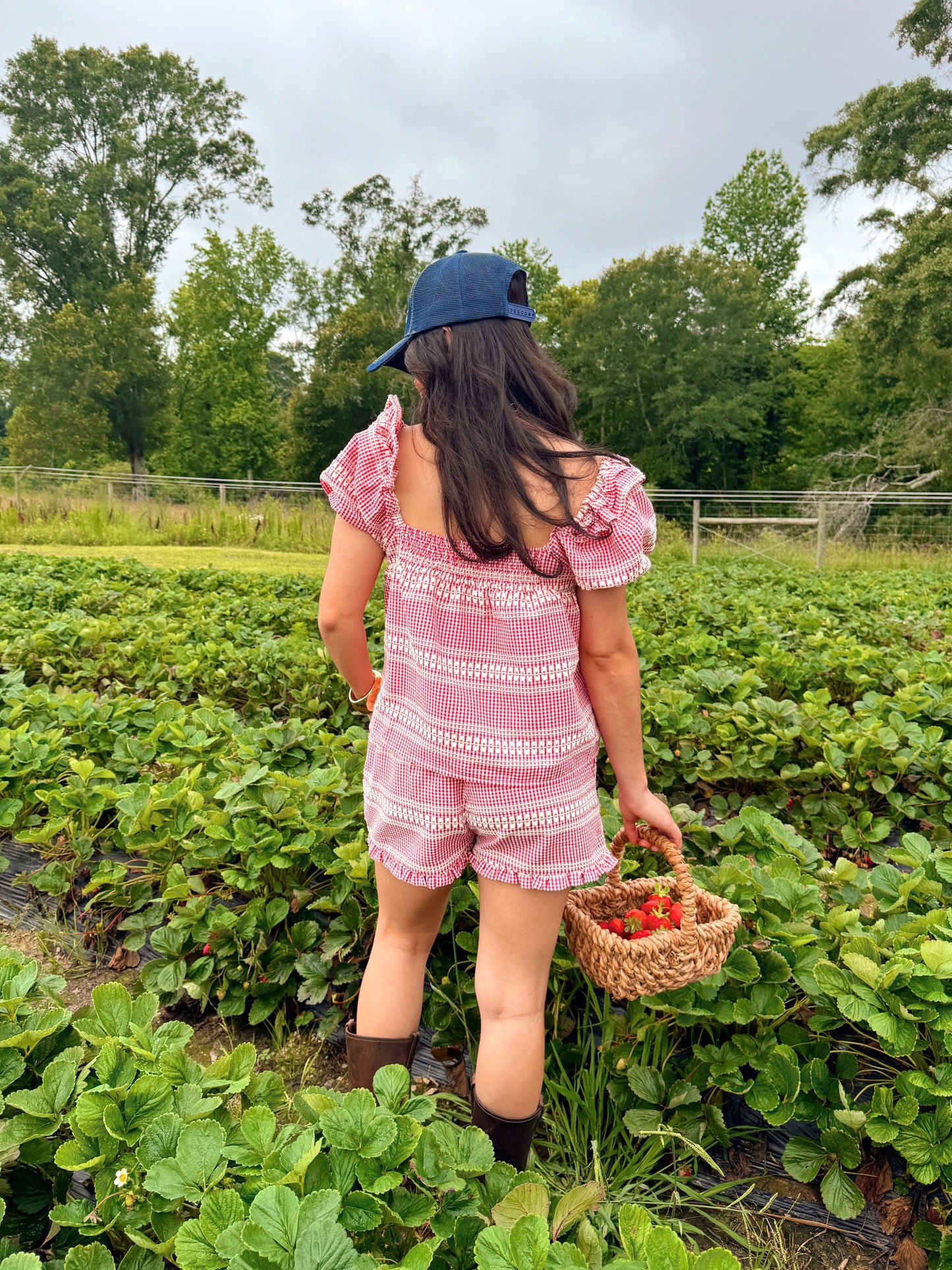 Strawberry Farms Red Gingham Top & Short Set