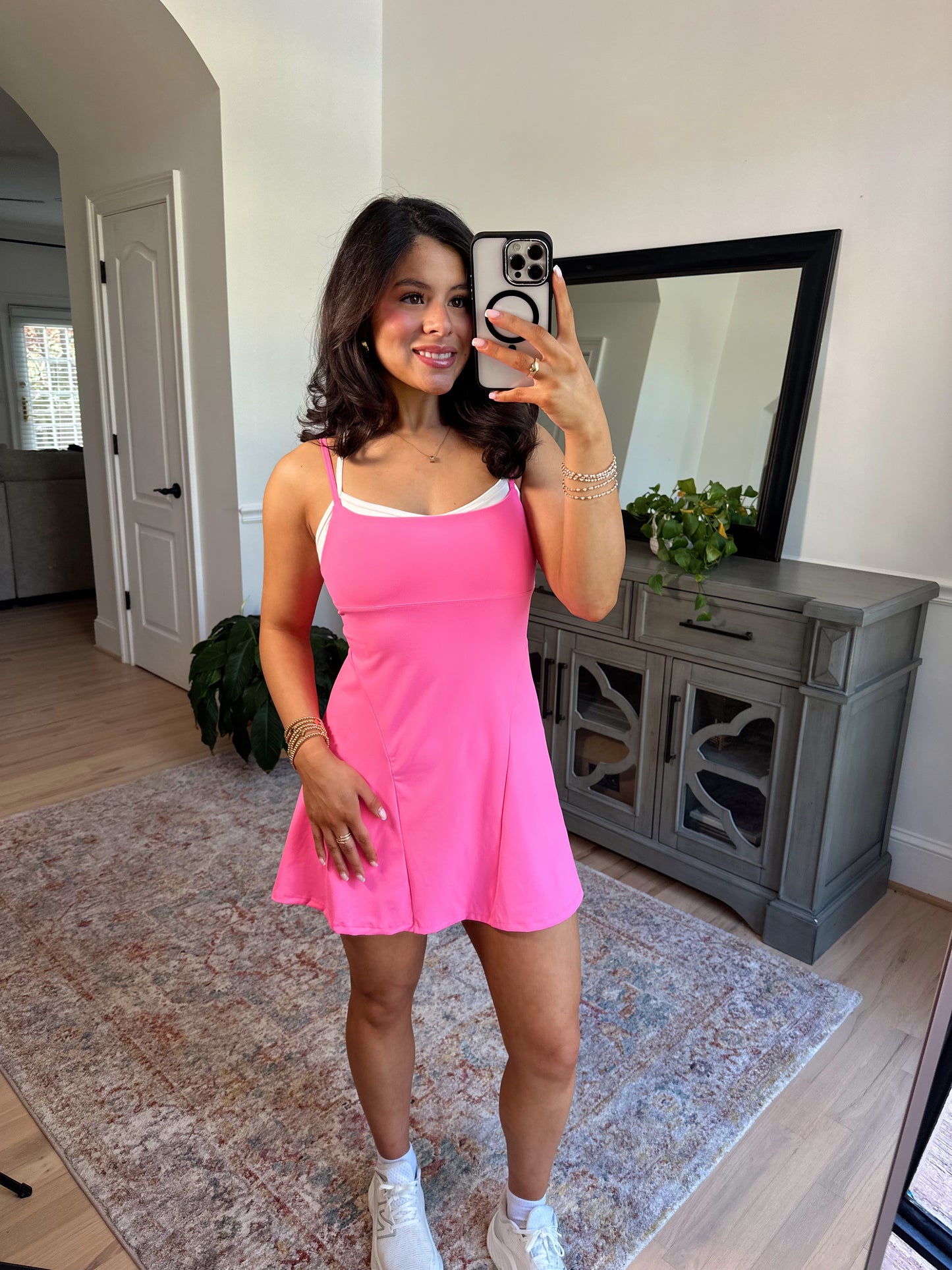 Hot Pink Active Romper Dress