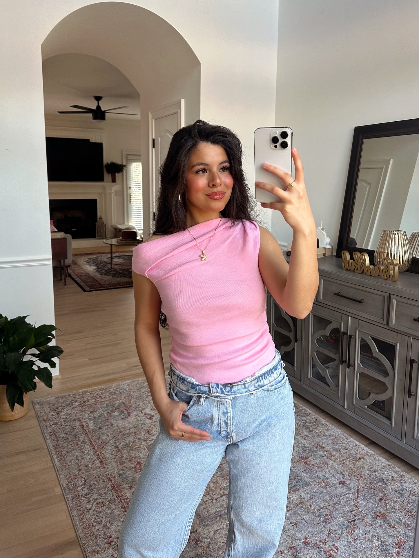 Baby Pink Asymmetrical Tank