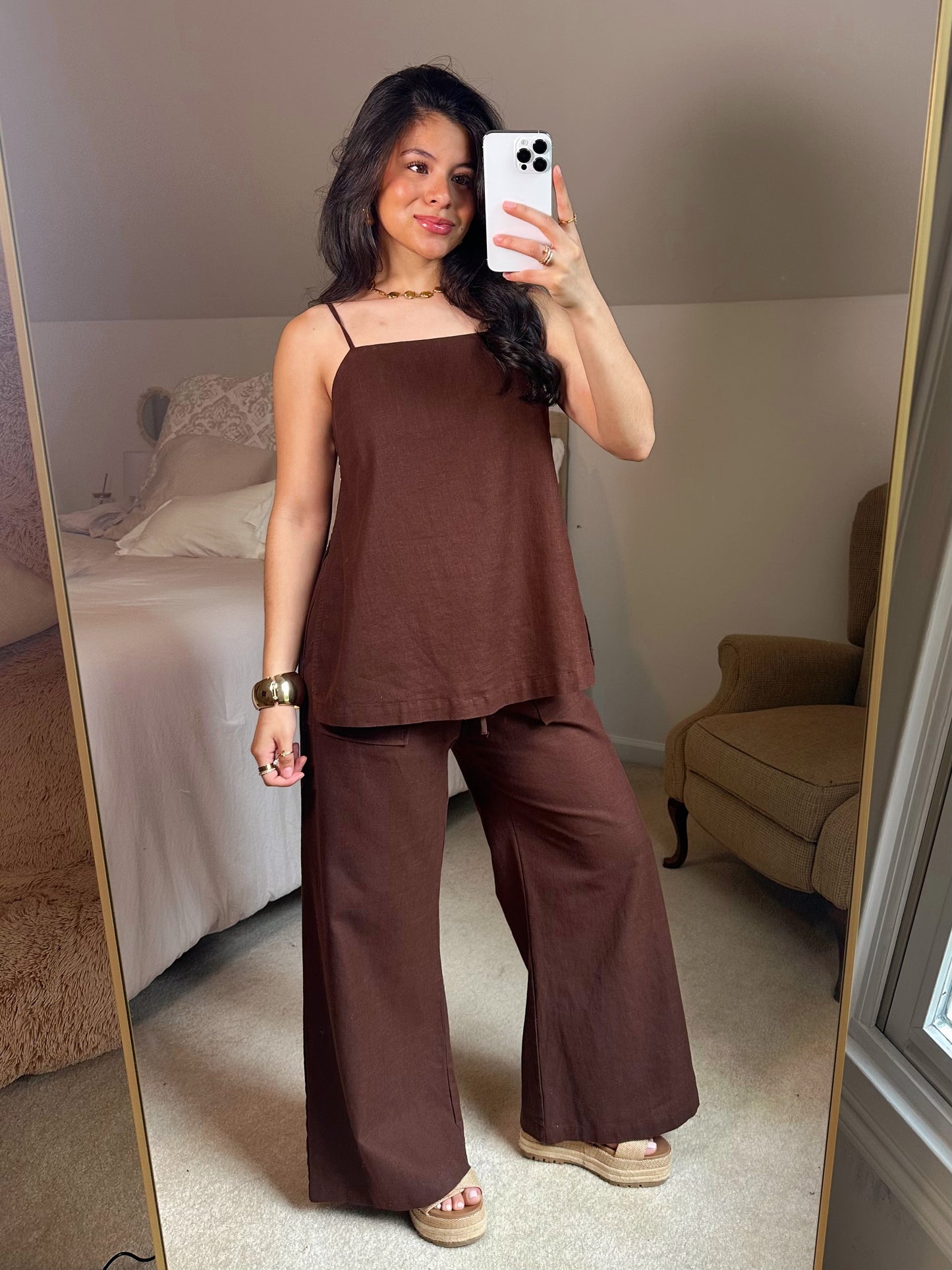Coconut Brown Open Side Top & Pant Set