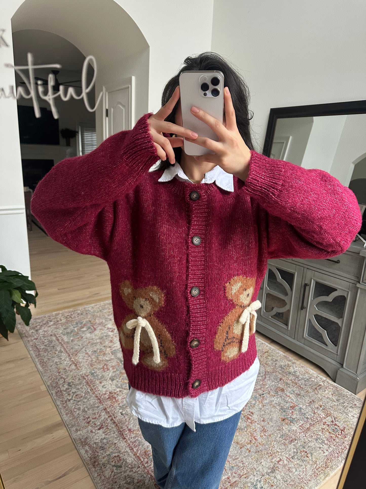 Burgundy Teddy Cardigan