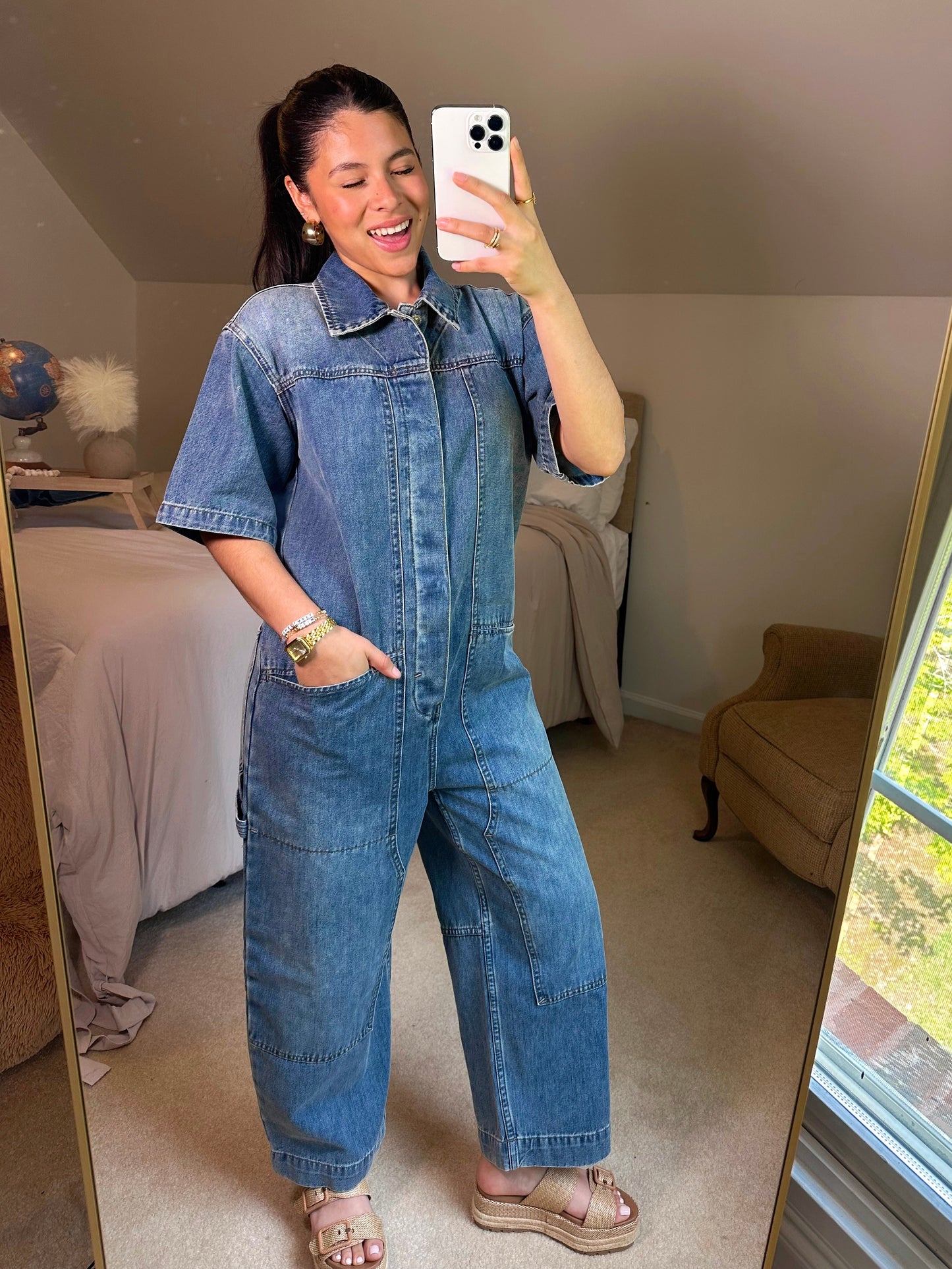 Cargo Oversized Denim Jumpsuit