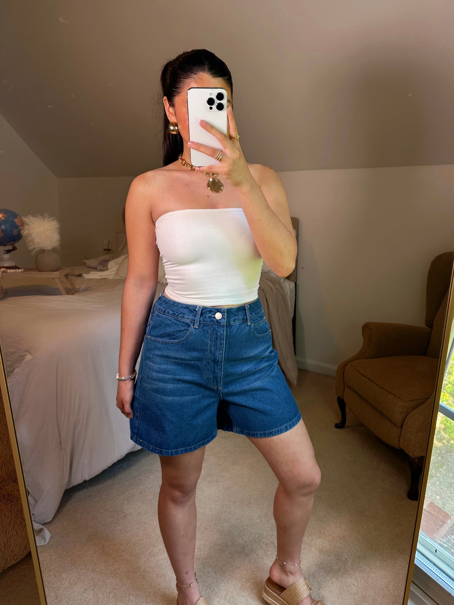 Dark Denim Mom Shorts