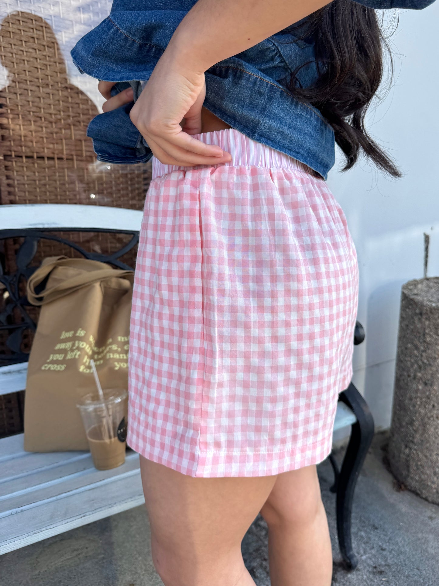 Baby Pink Checkered Boxer Shorts