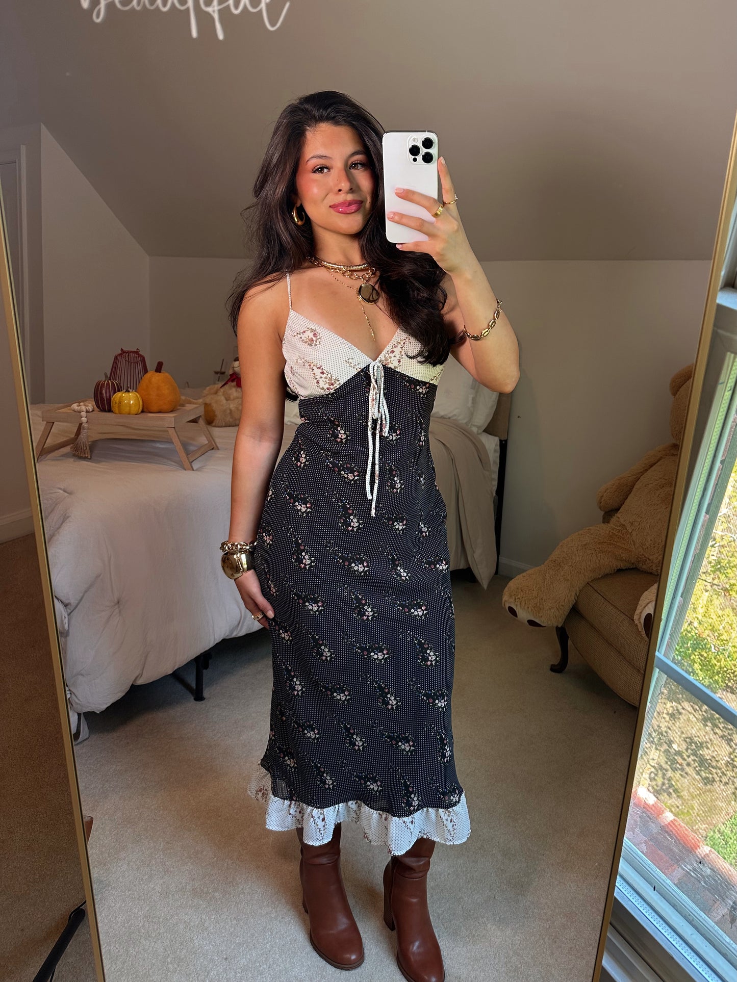 Black & White Paisley Mix Midi Dress