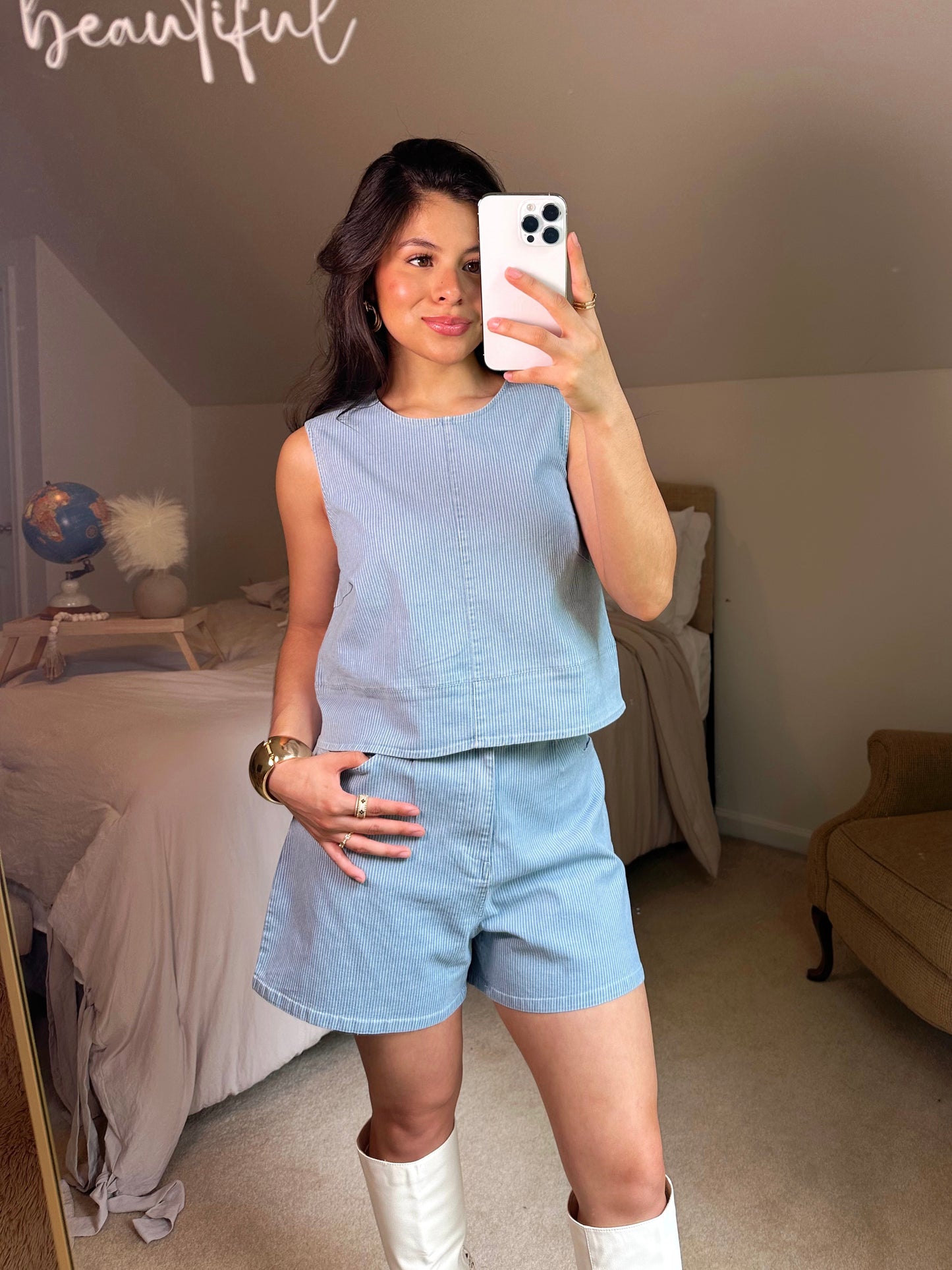 Denim Pinstripe Set
