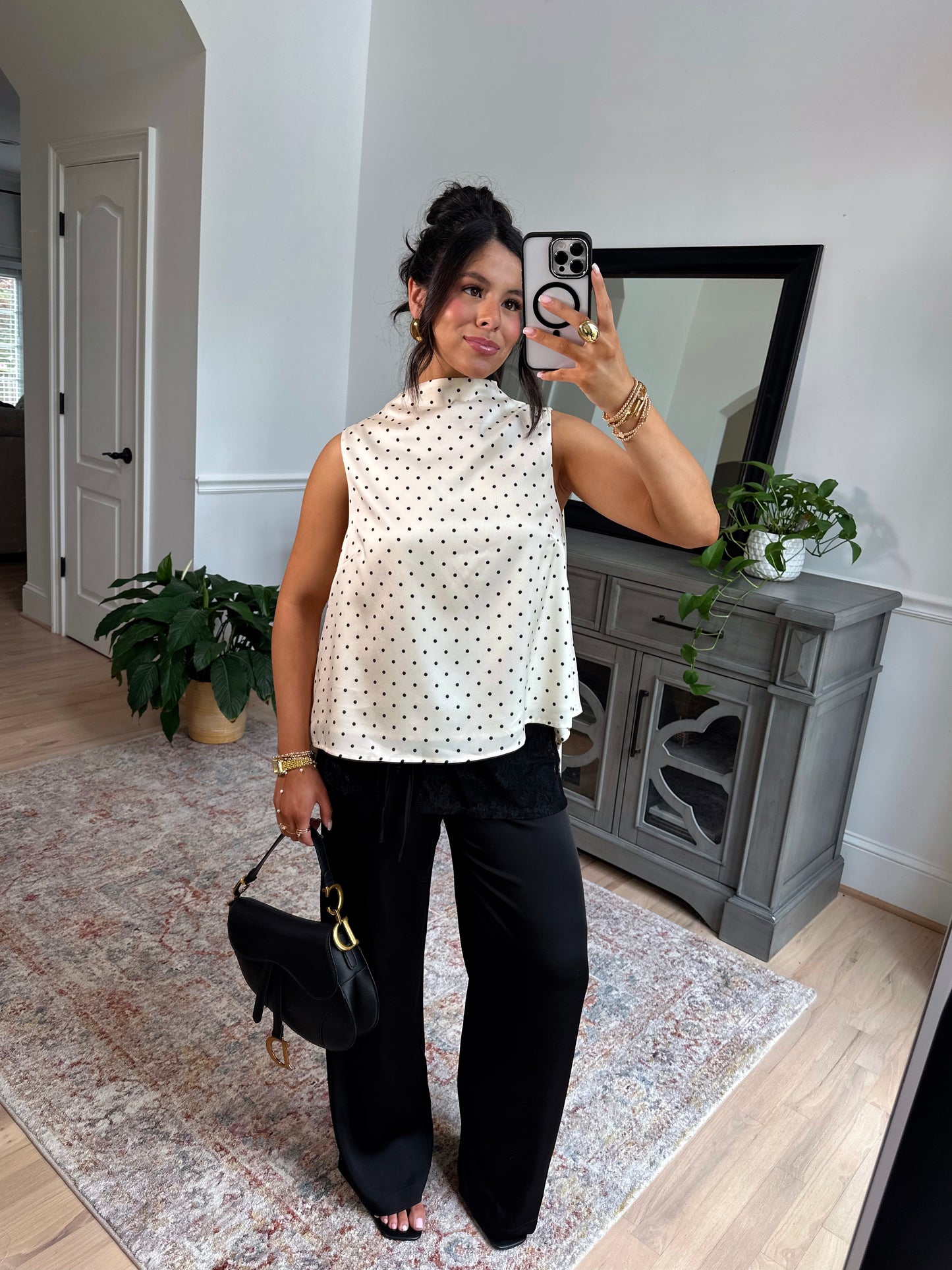 Evening Allure Polka Dot Blouse