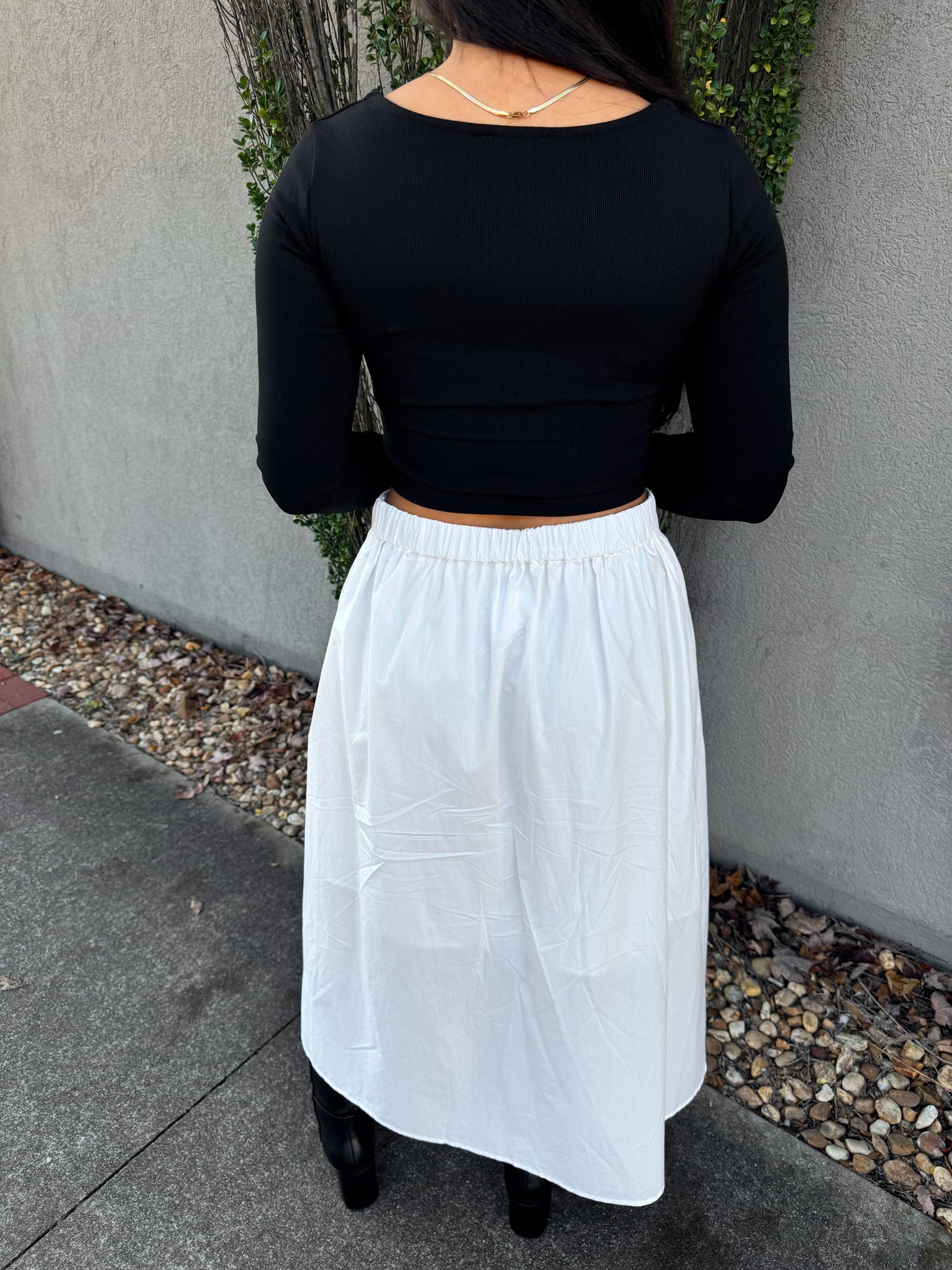 Black Ribbed Long Sleeve Top
