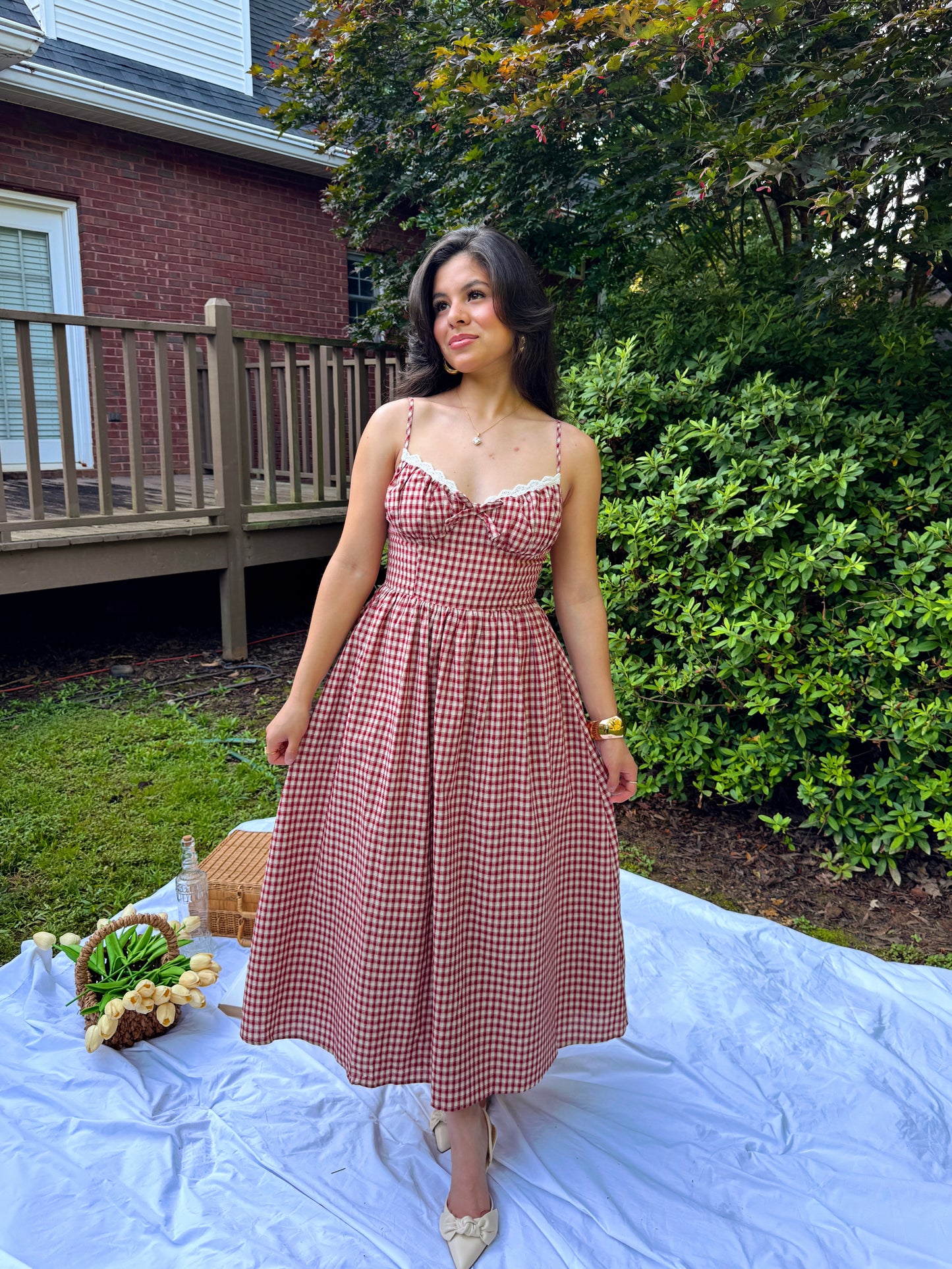 Red Gingham Cottage Dress