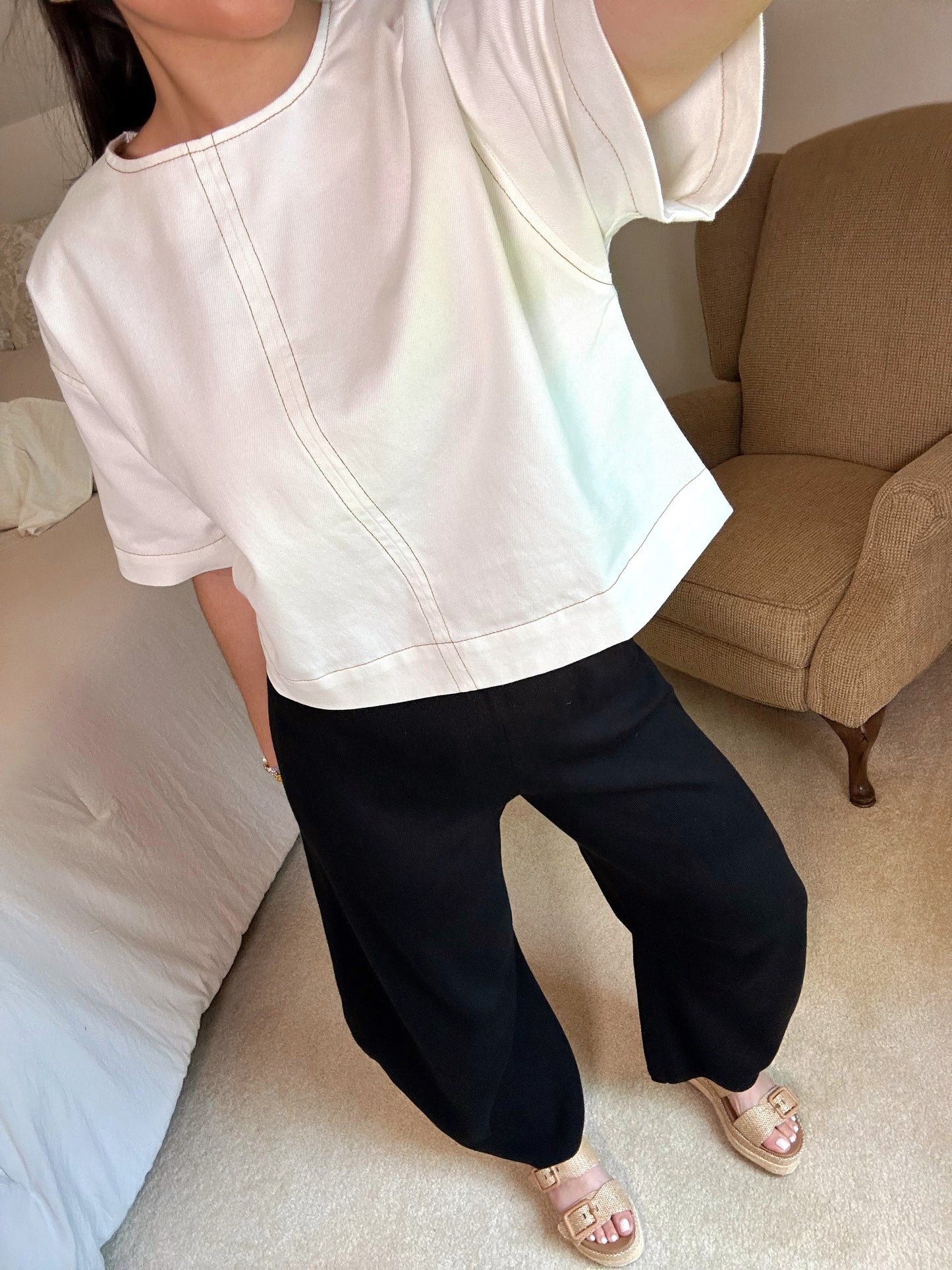 Black Knit Baggy Barrel Pants